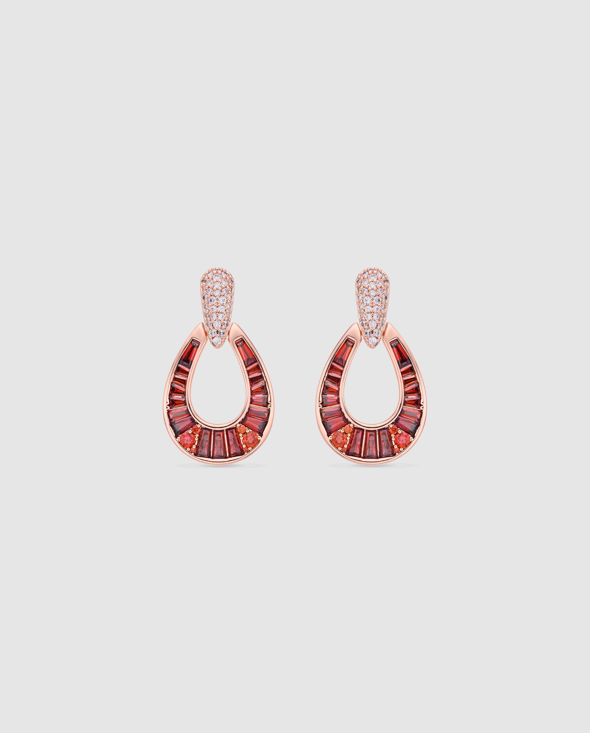 Brincos Compridos Special Edition com Zircônias Ópalo de Fogo em Ouro Rosa 18k Vermelho-1