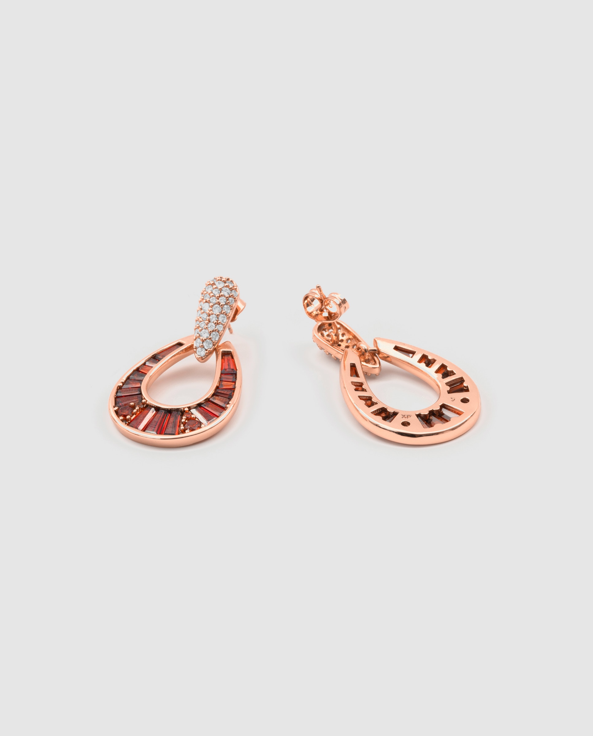 Brincos Compridos Special Edition com Zircônias Ópalo de Fogo em Ouro Rosa 18k Vermelho-3