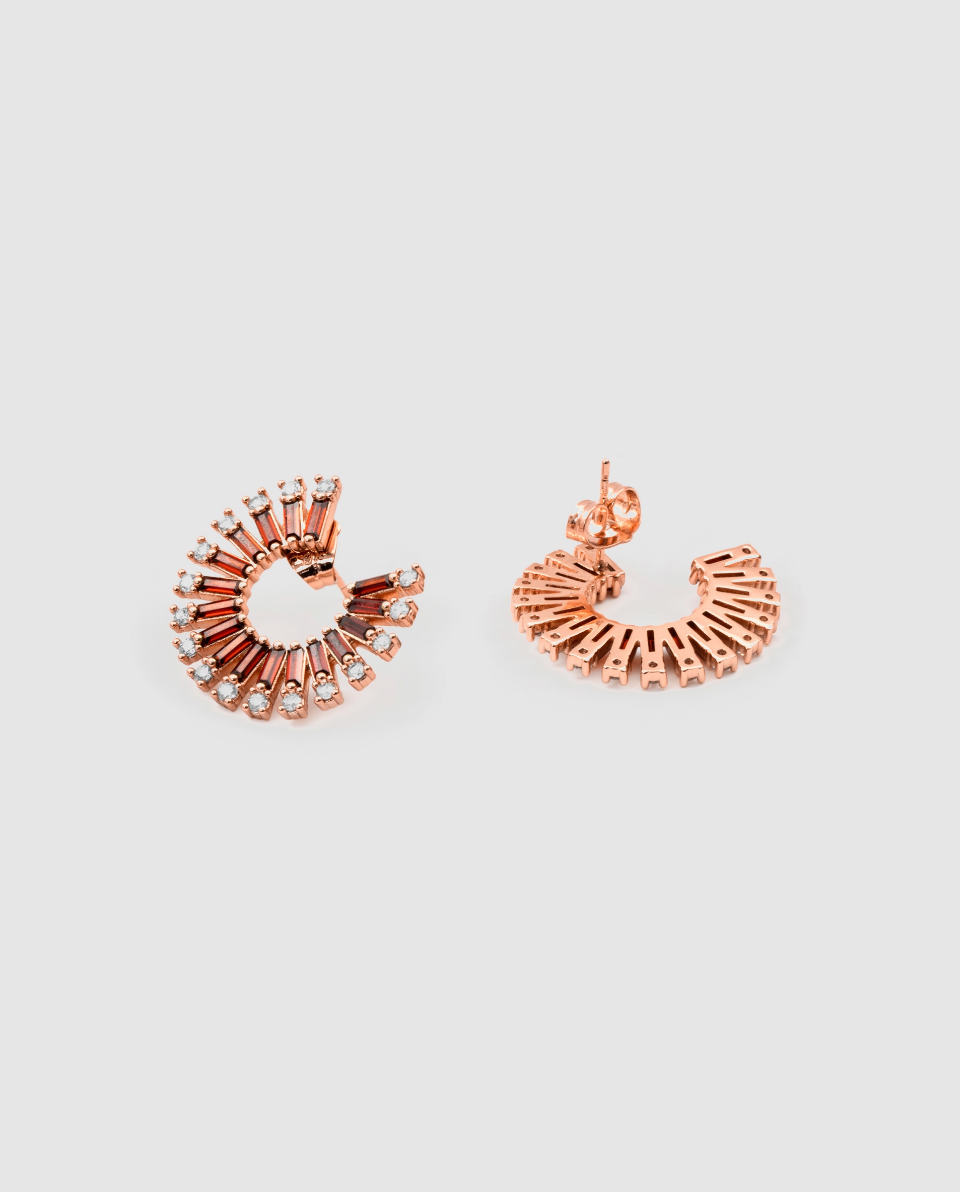 Brincos de Aro Special Edition com Acabamentos em Ouro Rosa 18k e Zirconita Opala de Fogo Vermelho-6