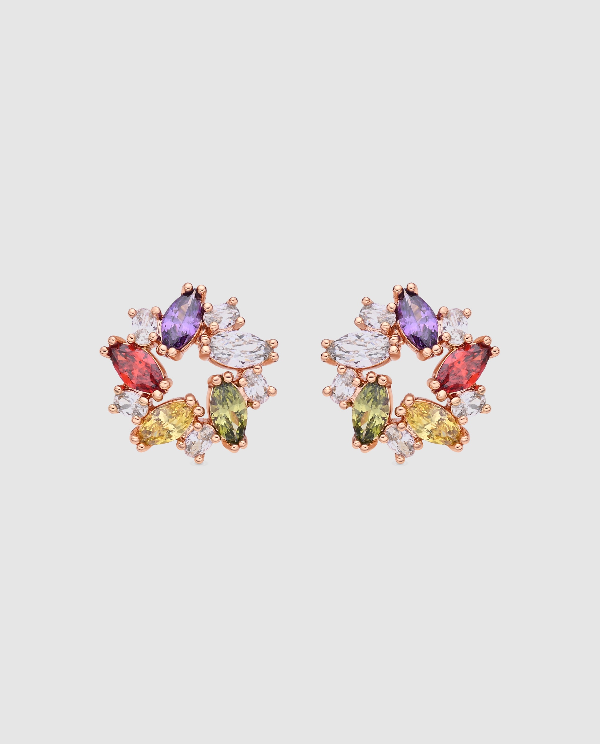 Brincos Special Edition com Acabados em Ouro Rosa 18k e Zirconita Multicolor-1