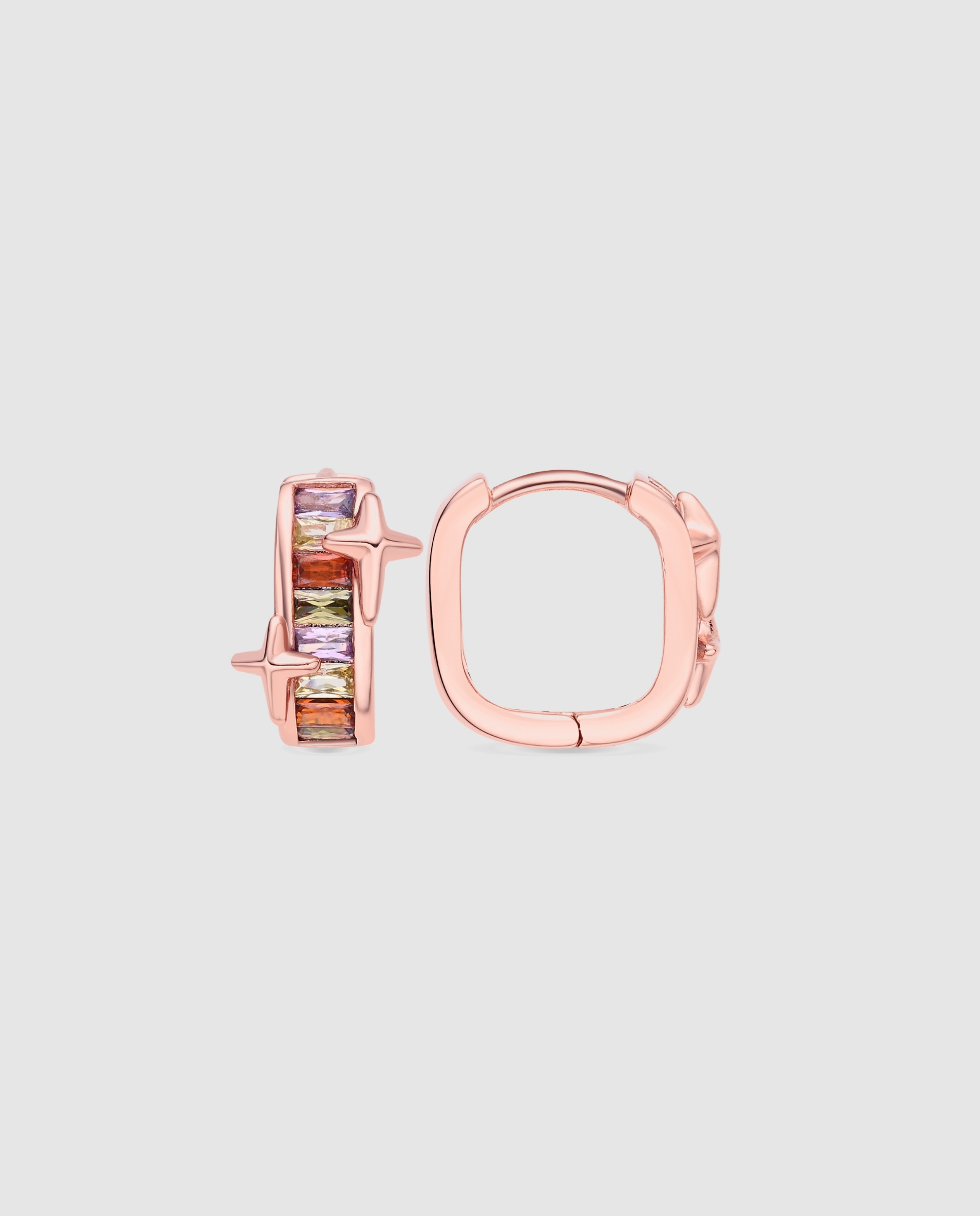 Brincos de Aro Special Edition com Zircônias Multicoloridos e Acabamentos em Ouro Rosa 18k Multicolor-1