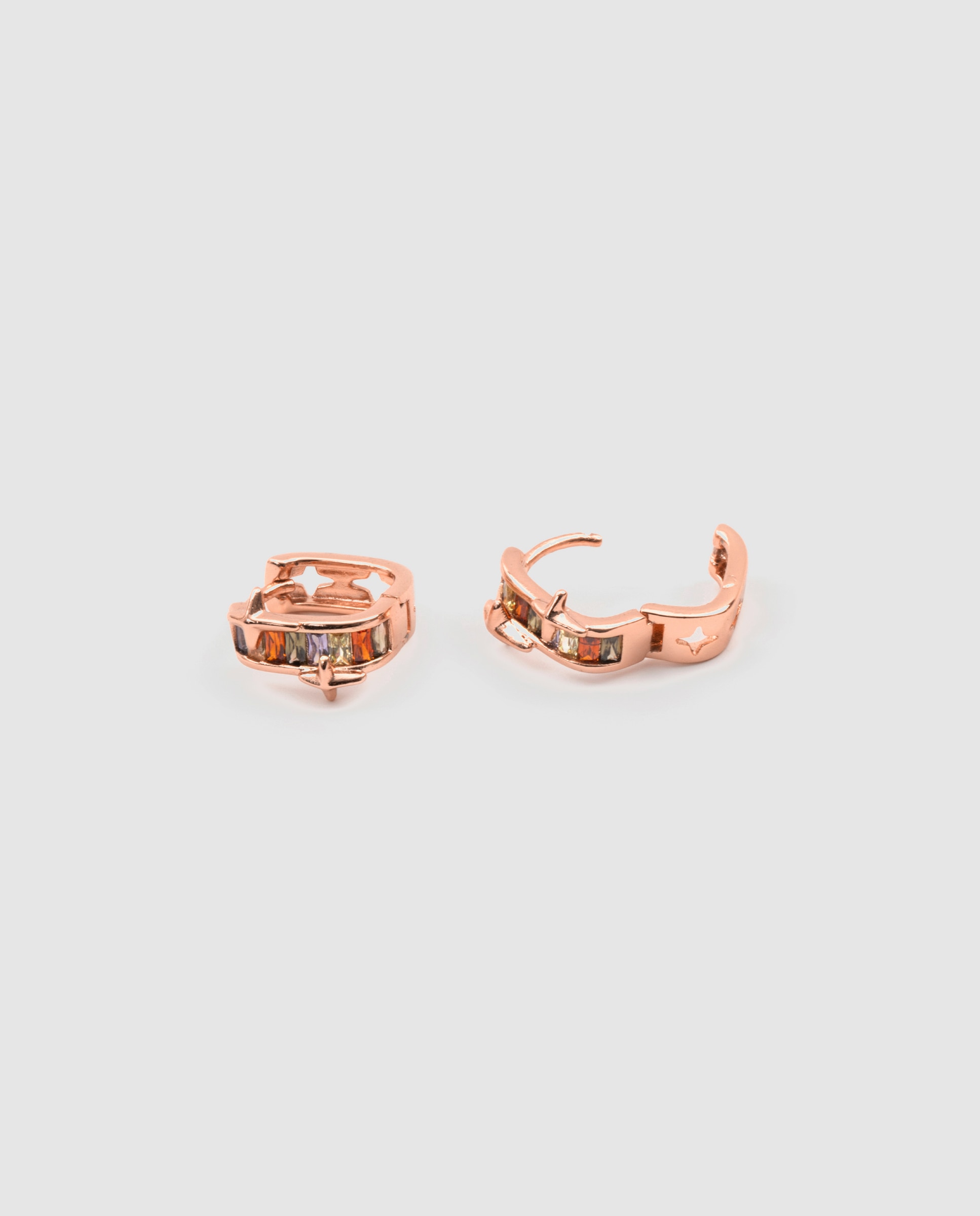 Brincos de Aro Special Edition com Zircônias Multicoloridos e Acabamentos em Ouro Rosa 18k Multicolor-3