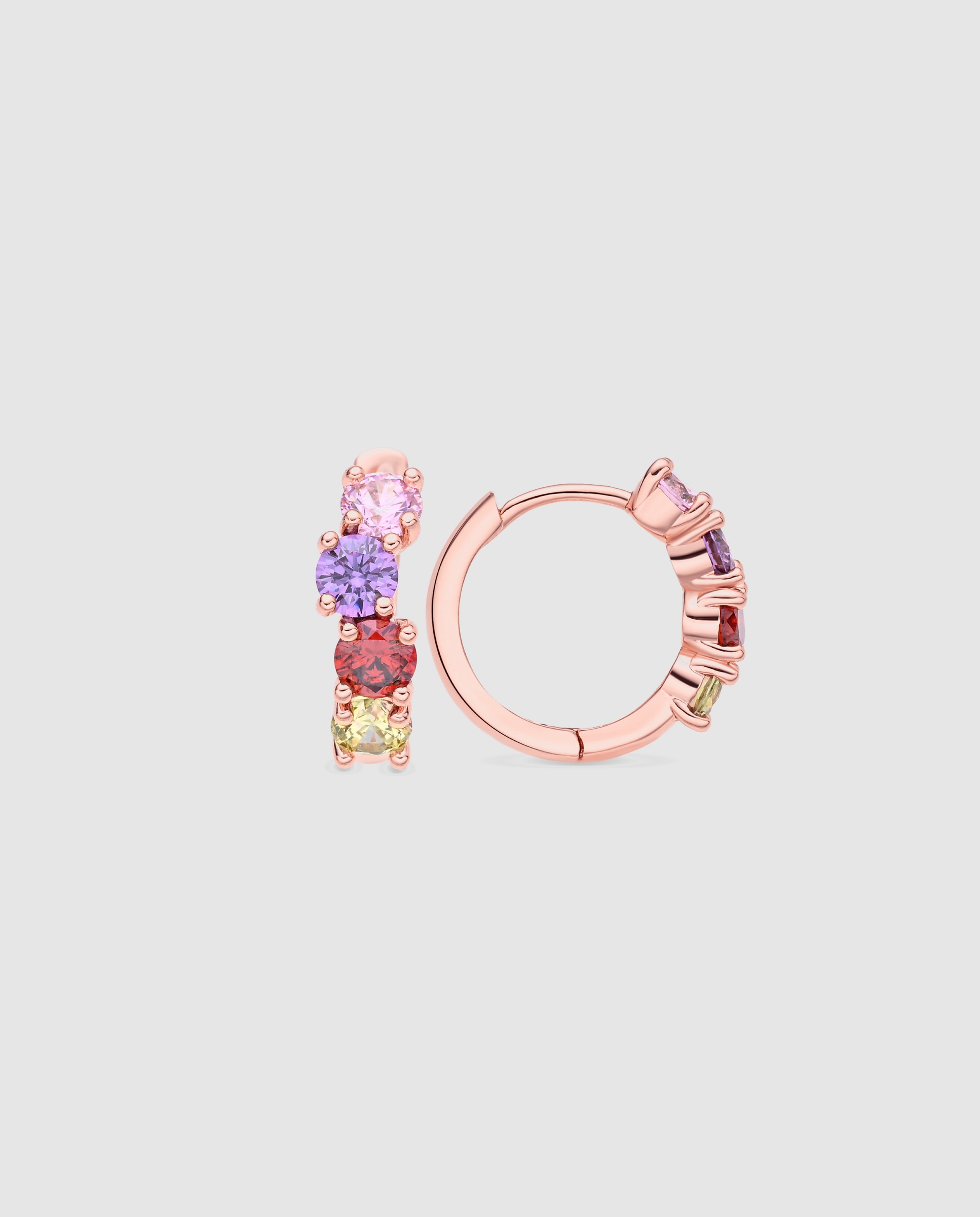 Brincos de Aro Special Edition com Zircônias Multicoloridos e Acabamentos em Ouro Rosa 18k Multicolor-1
