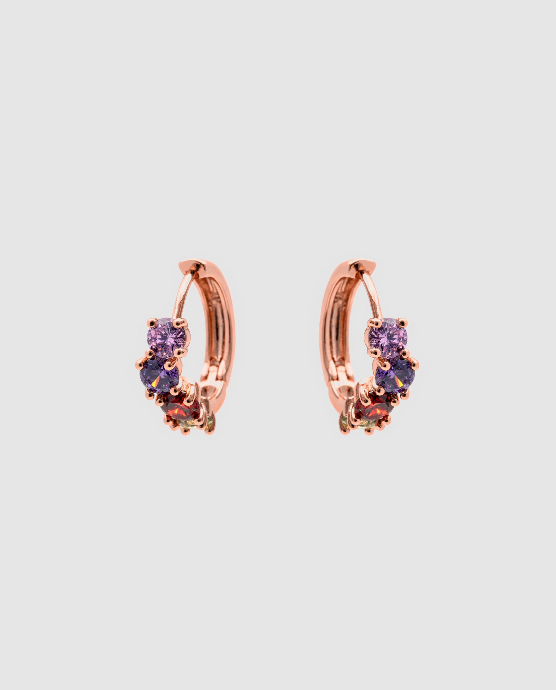 Brincos de Aro Special Edition com Zircônias Multicoloridos e Acabamentos em Ouro Rosa 18k Multicolor-2