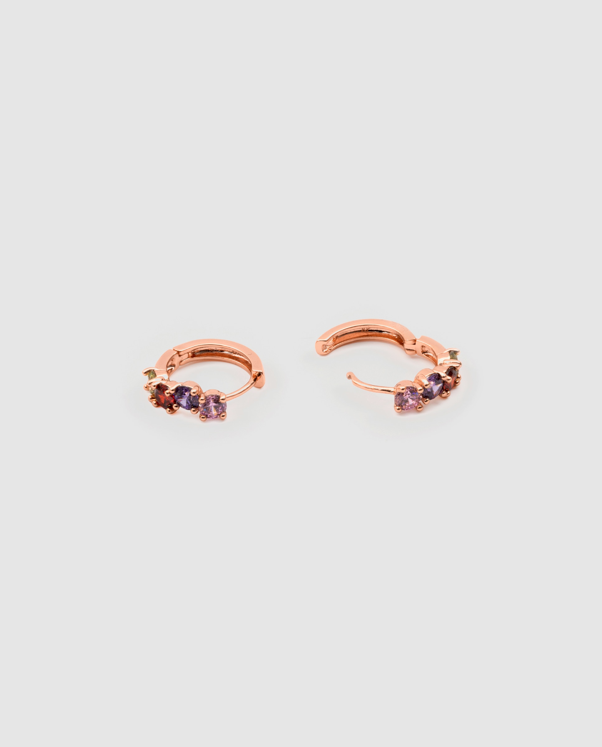 Brincos de Aro Special Edition com Zircônias Multicoloridos e Acabamentos em Ouro Rosa 18k Multicolor-3