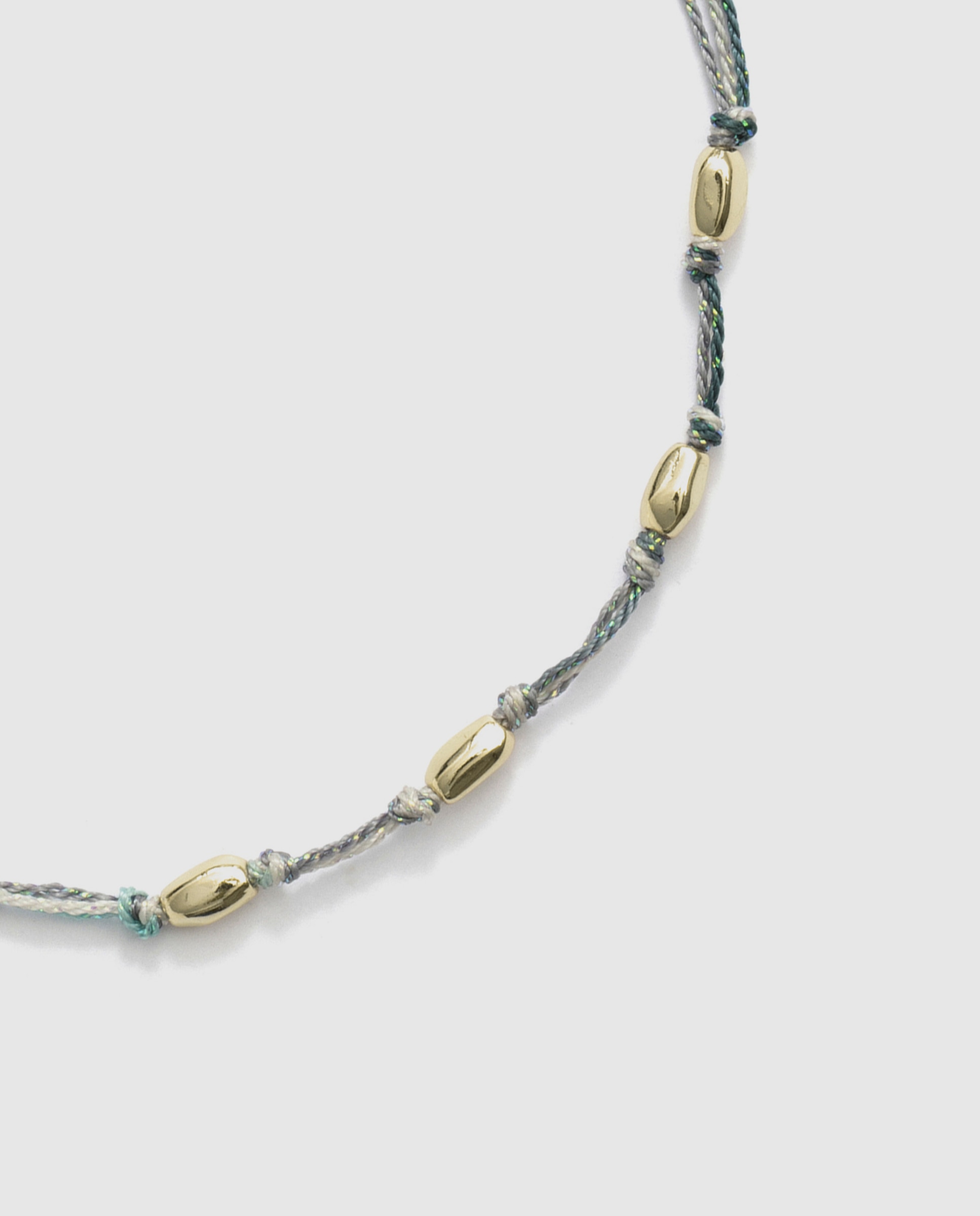 Pulseira Tornozeleira Africa Acabada em Ouro Amarelo de 18k com Algodão Azul-6