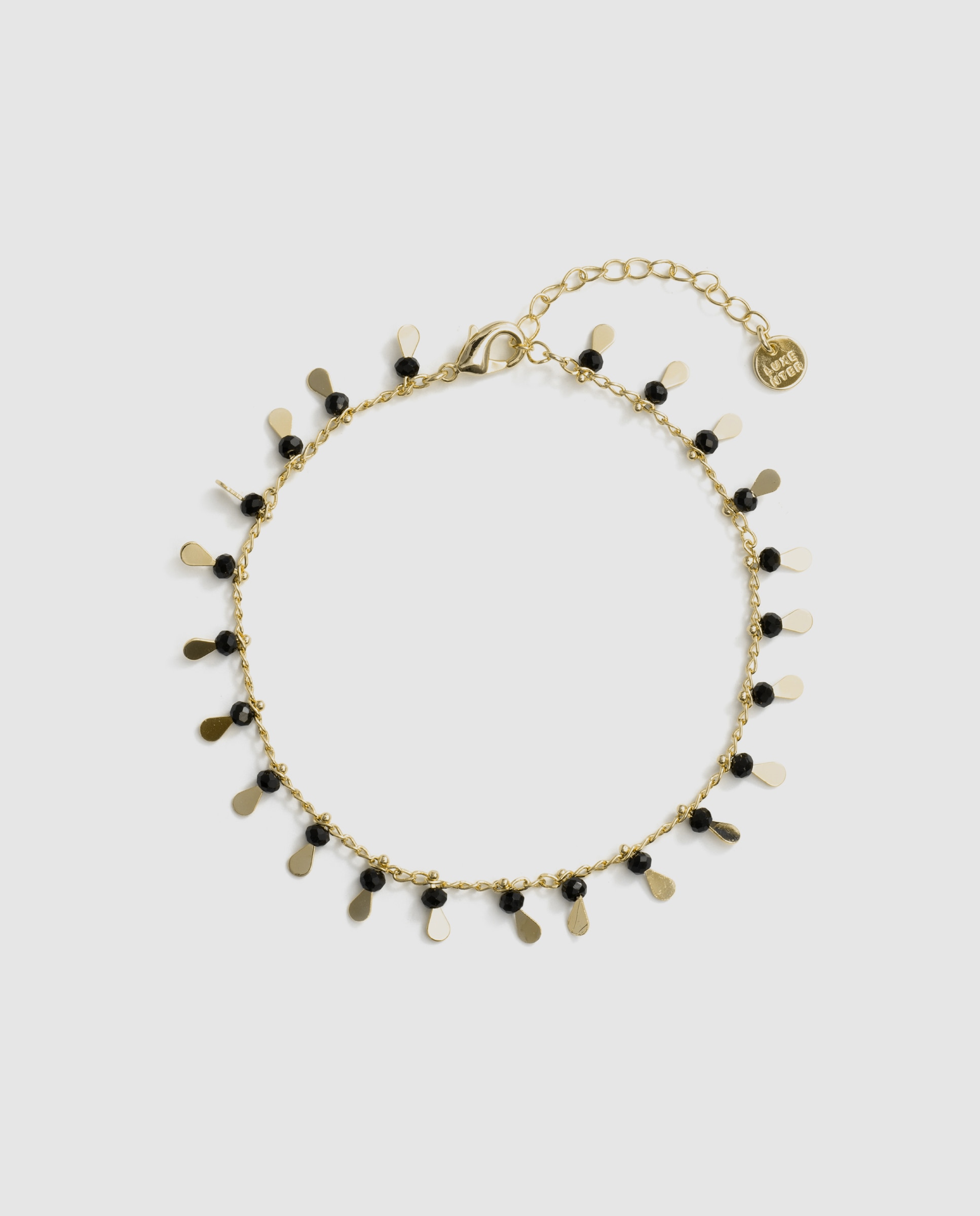 Pulseira de Corrente África Acabada em Ouro Amarelo 18k com Cristal Preto-3