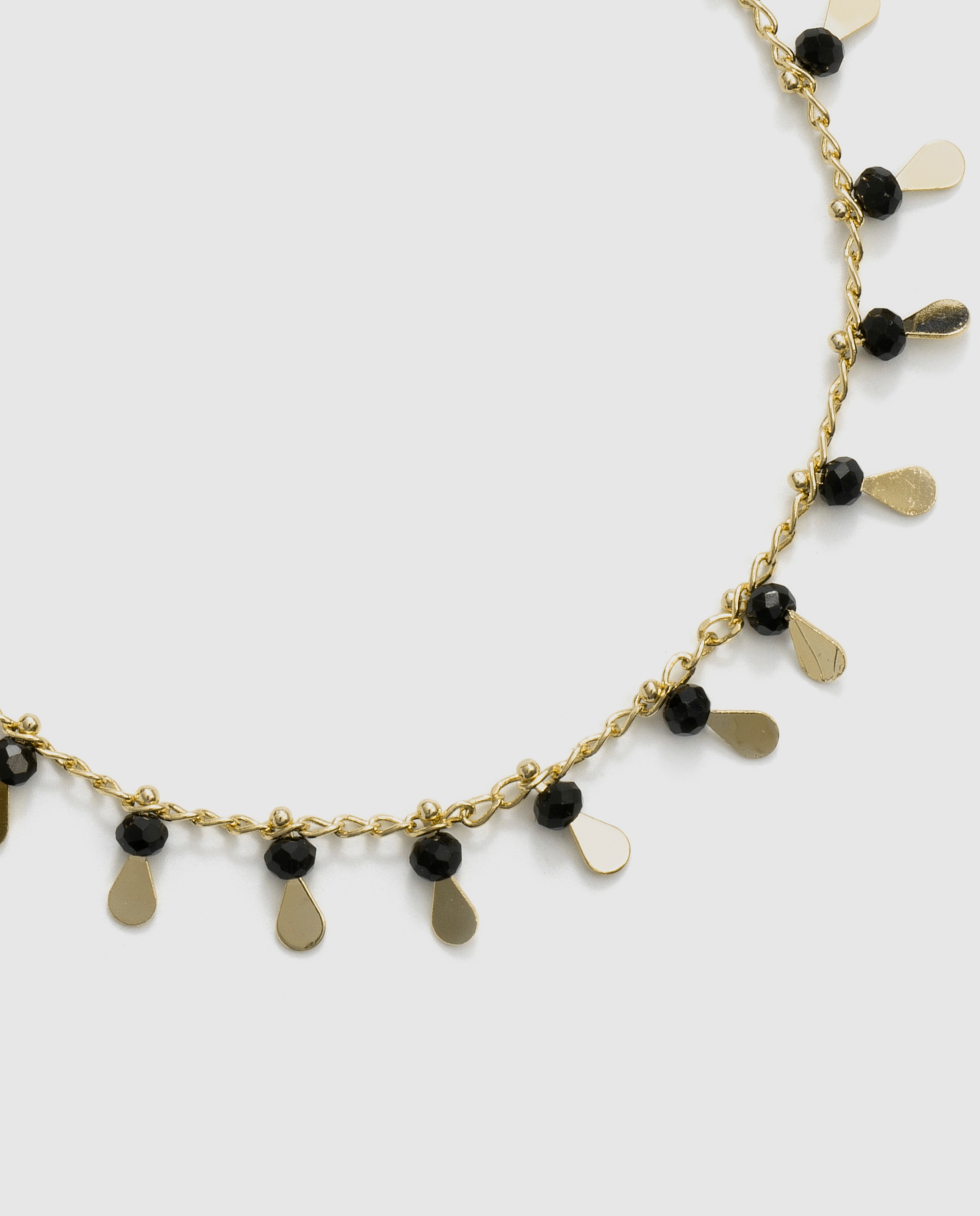 Pulseira de Corrente África Acabada em Ouro Amarelo 18k com Cristal Preto-6
