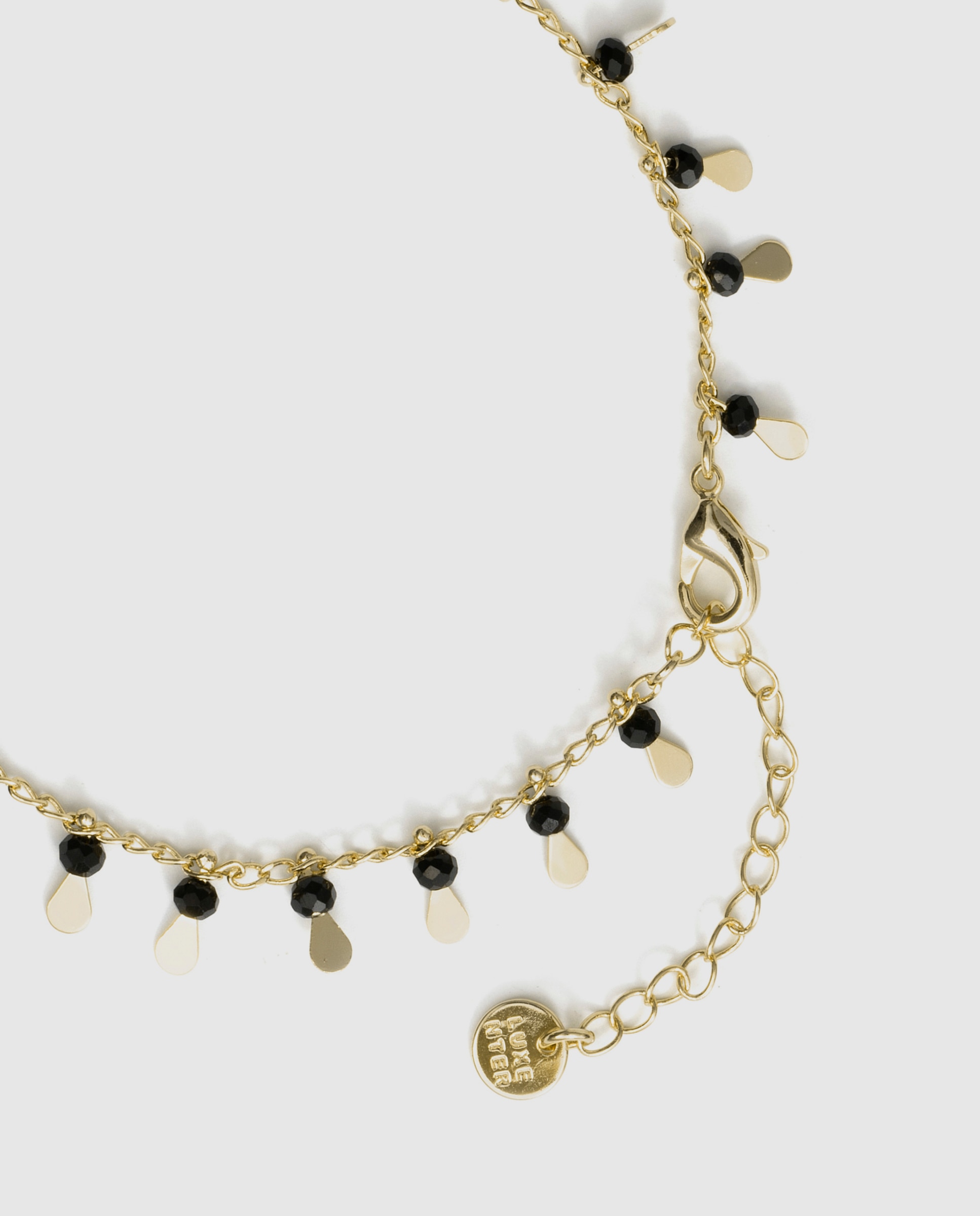 Pulseira de Corrente África Acabada em Ouro Amarelo 18k com Cristal Preto-7