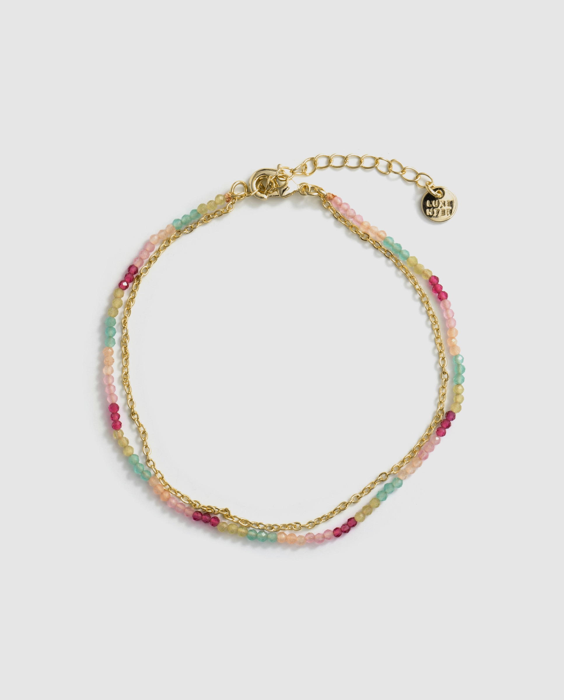 Pulseira de Corrente África Acabada em Ouro Amarelo 18k com Cristal Multicolor-3