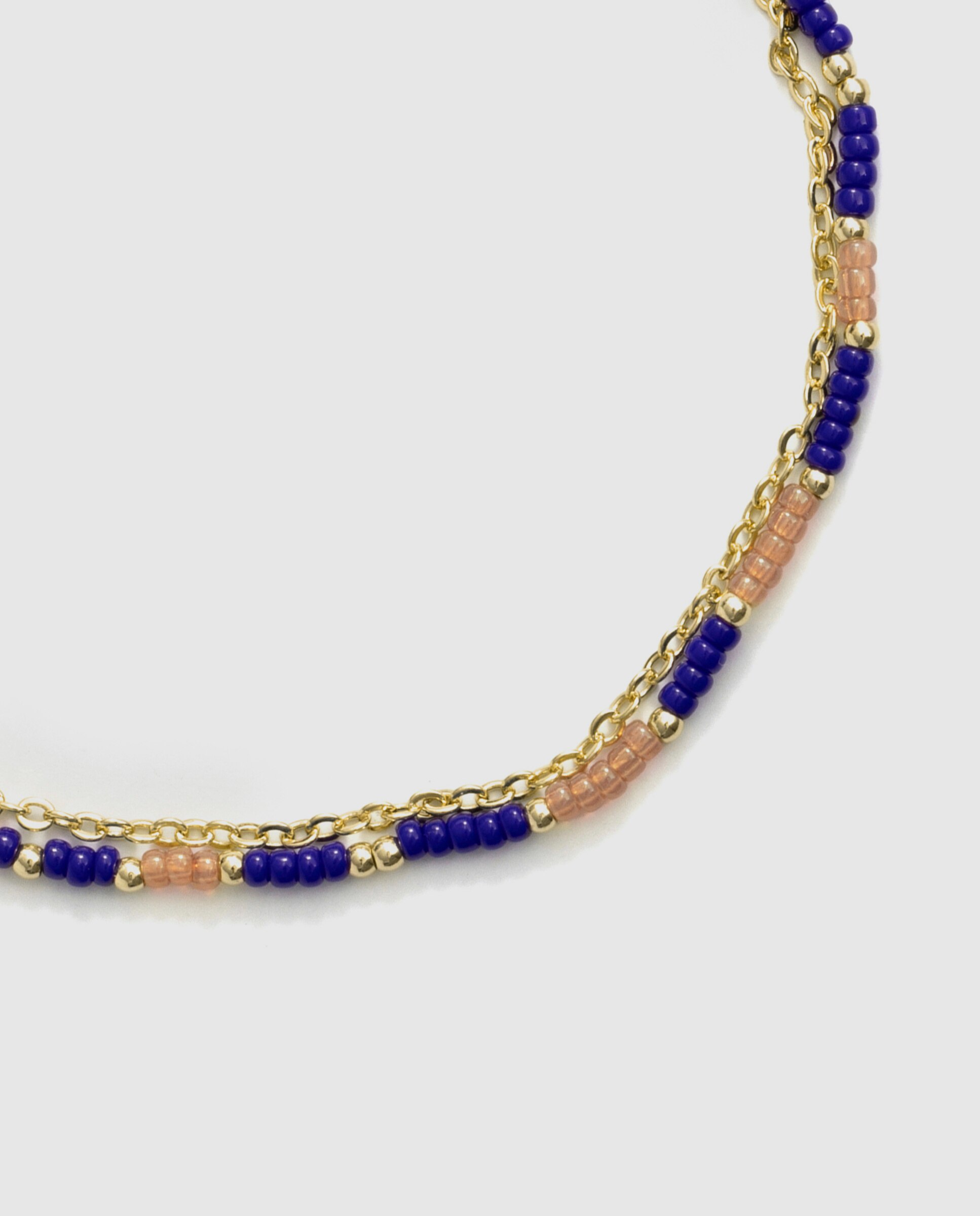 Pulseira de Corrente Africa Acabada em Ouro Amarelo 18k com Cristal Azul-6