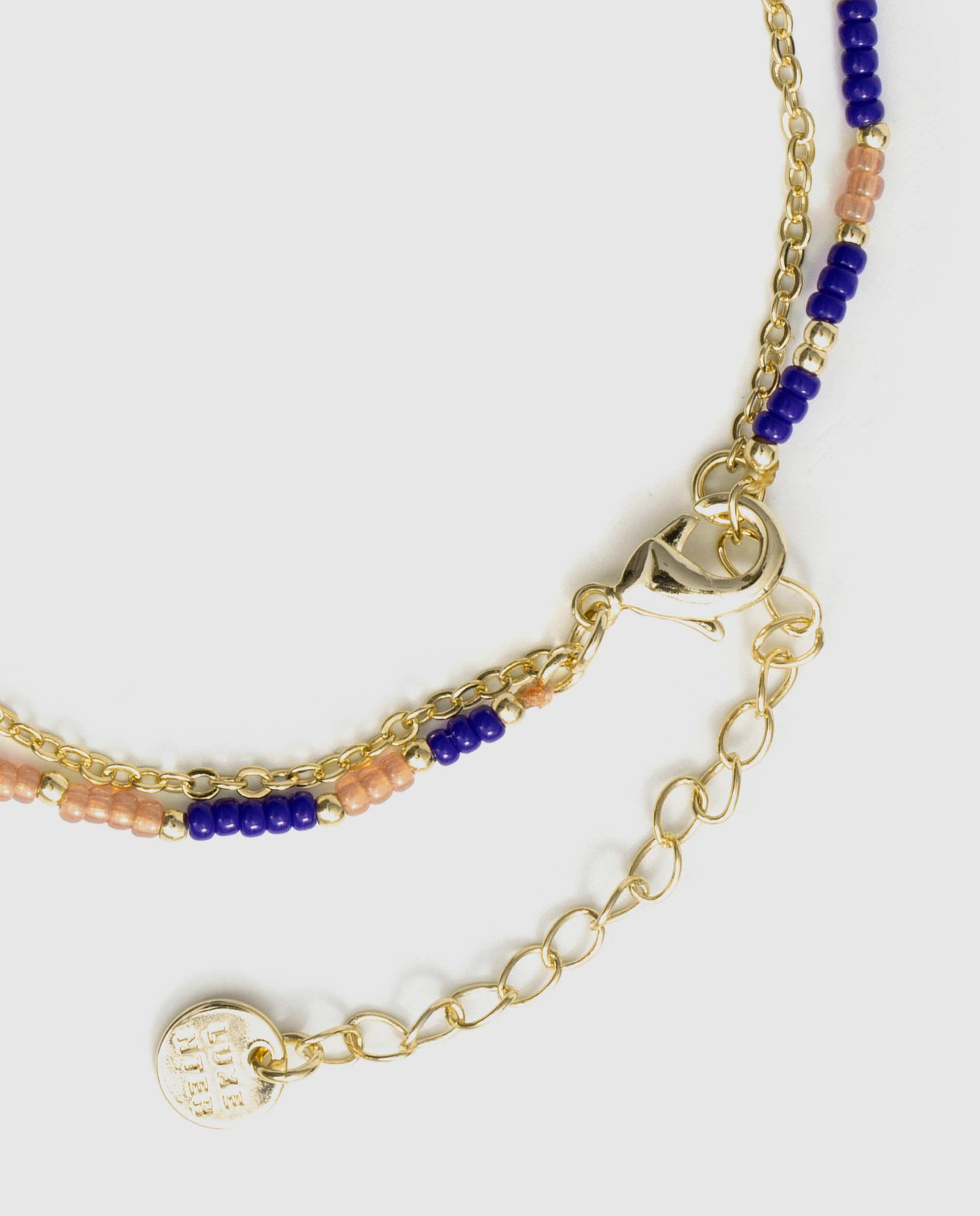 Pulseira de Corrente Africa Acabada em Ouro Amarelo 18k com Cristal Azul-7