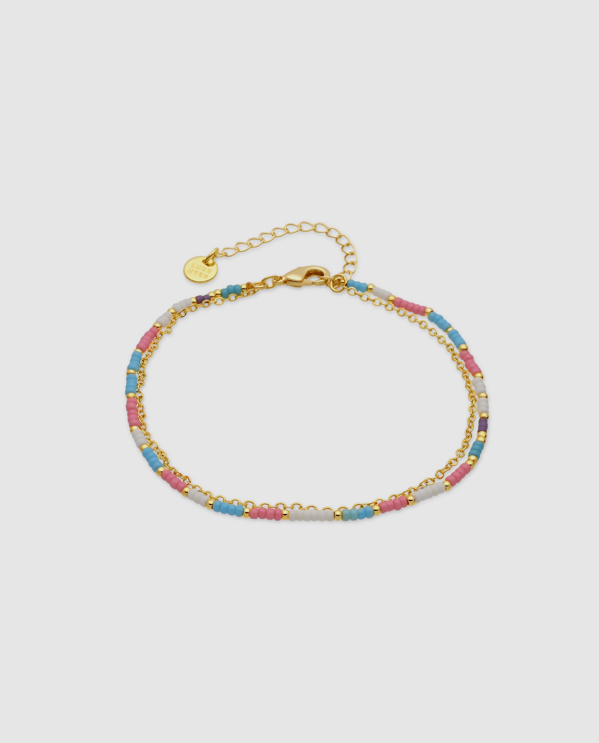 Pulseira de Corrente Africa Acabada em Ouro Amarelo 18k com Cristal Multicolor-1