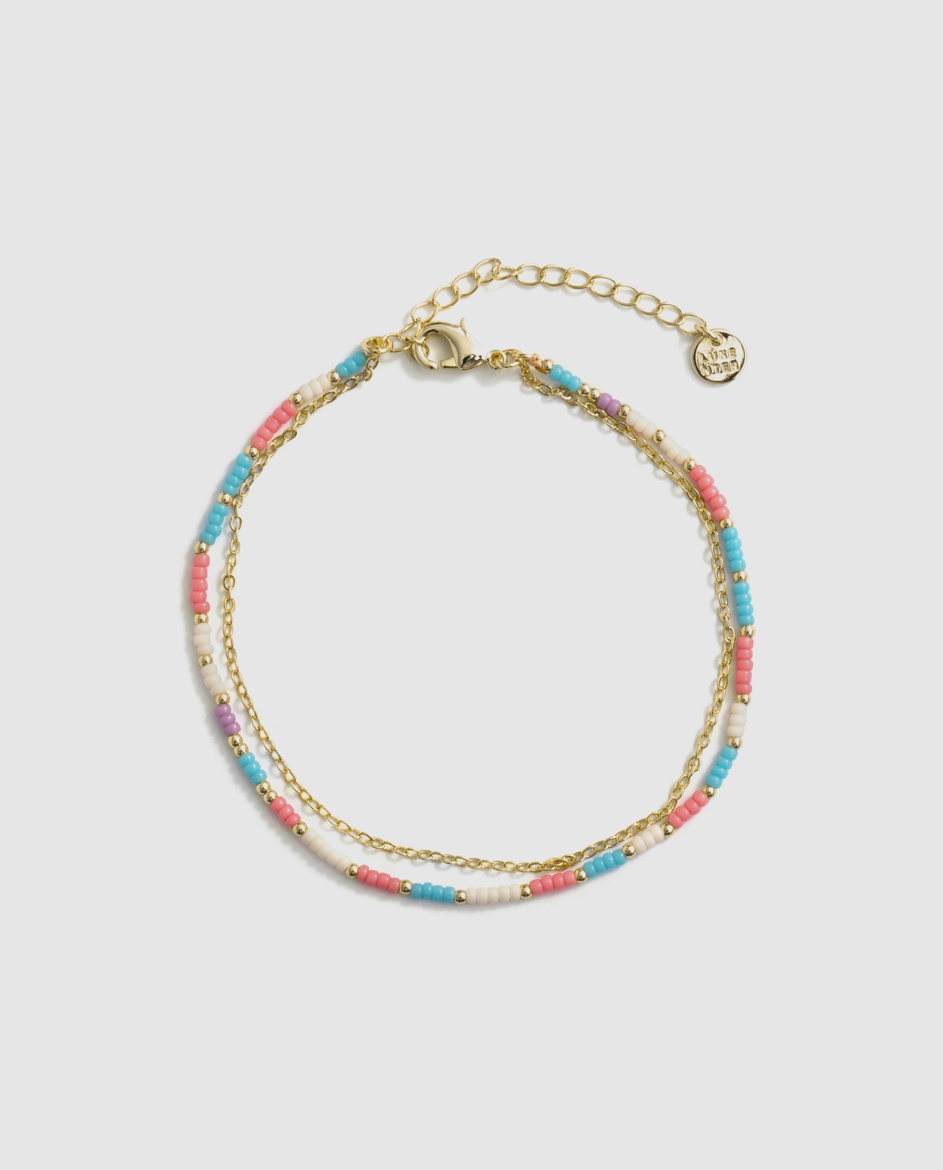 Pulseira de Corrente Africa Acabada em Ouro Amarelo 18k com Cristal Multicolor-3