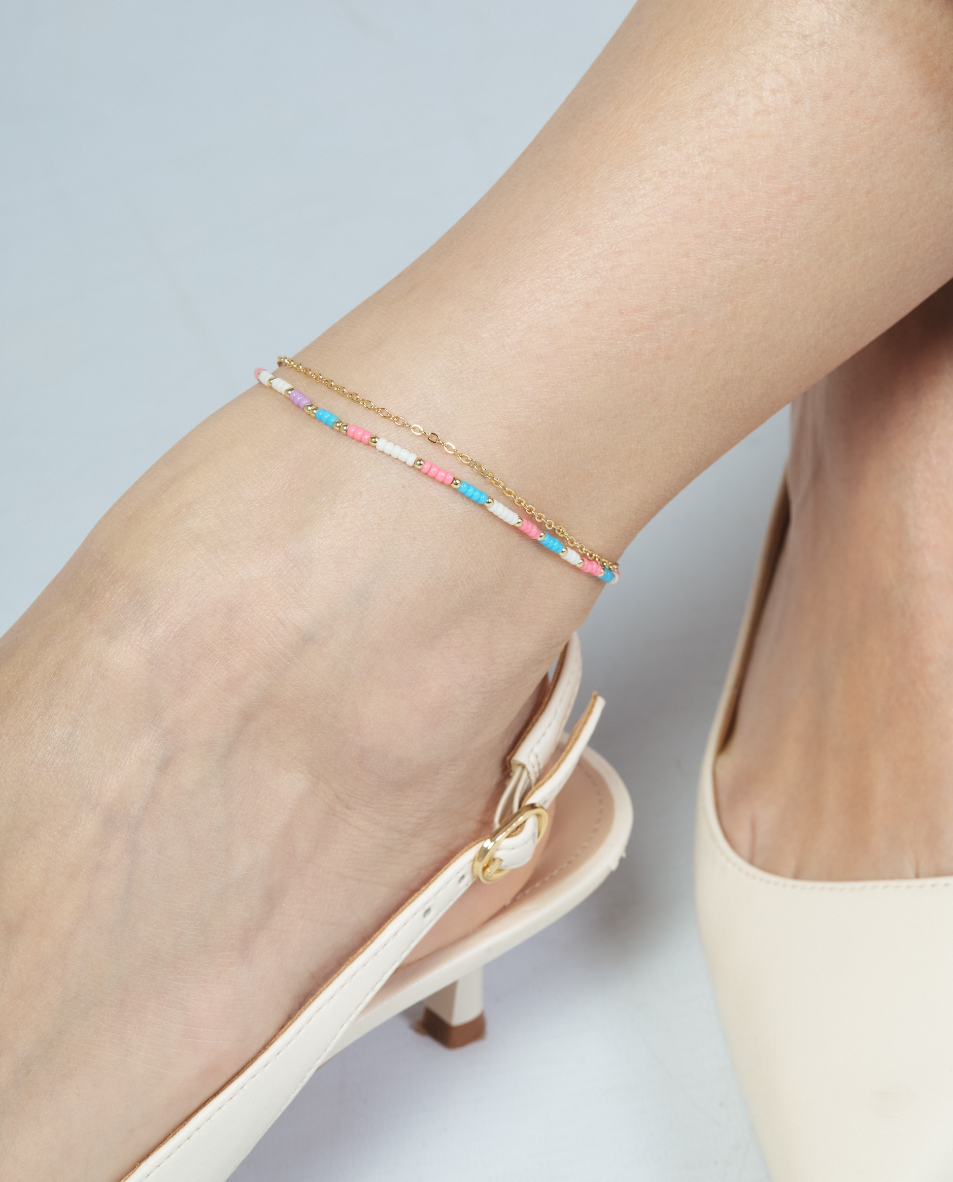 Pulseira de Corrente Africa Acabada em Ouro Amarelo 18k com Cristal Multicolor-4