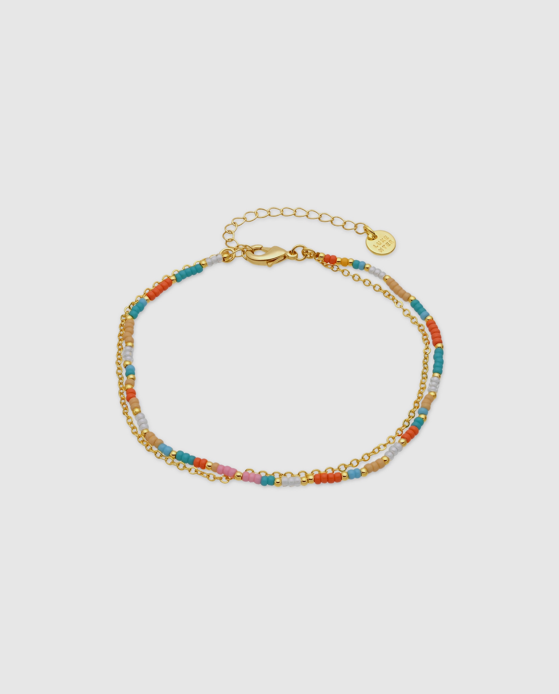 Pulseira de Corrente África Acabada em Ouro Amarelo com Cristal Multicolor-1