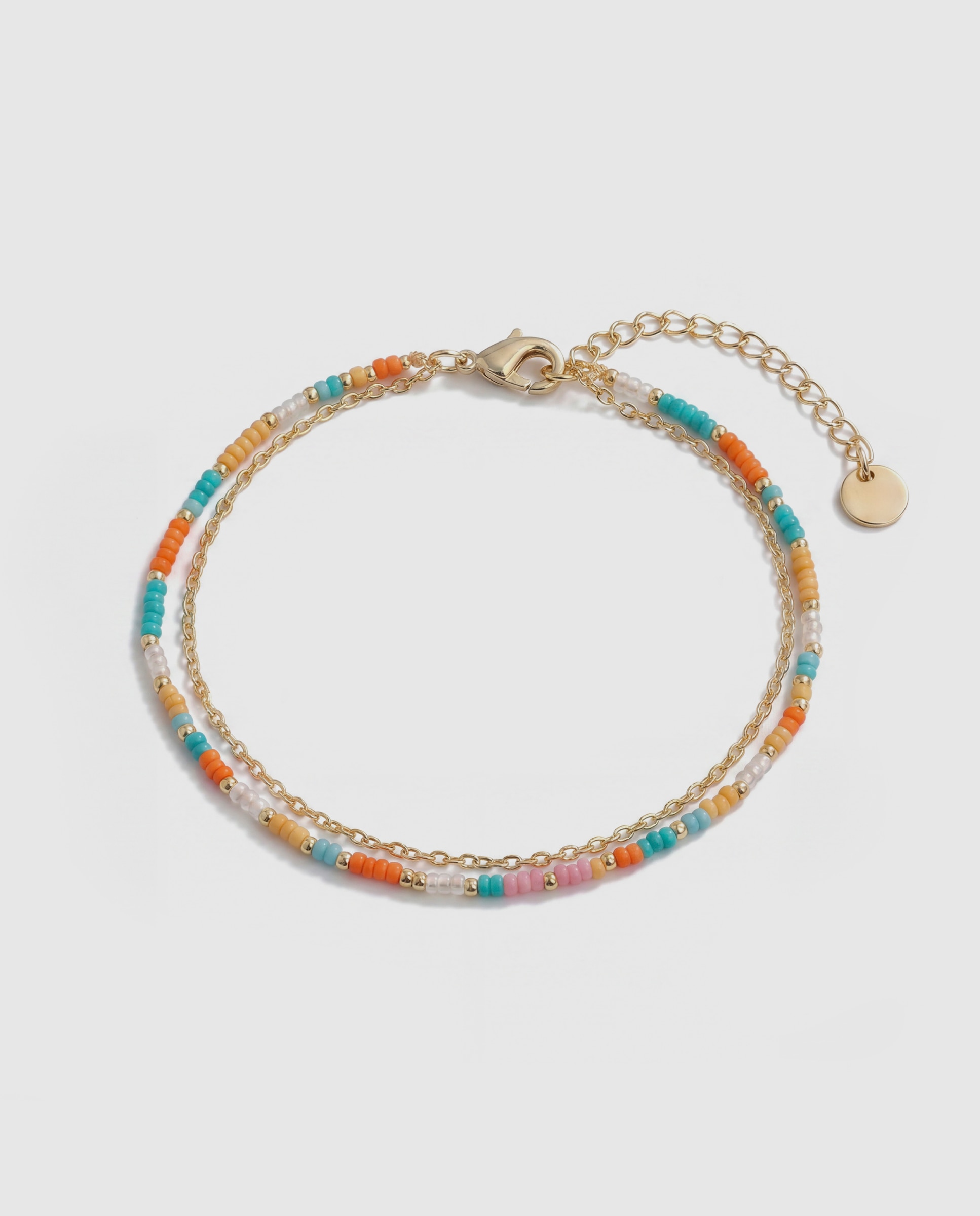 Pulseira de Corrente África Acabada em Ouro Amarelo com Cristal Multicolor-3