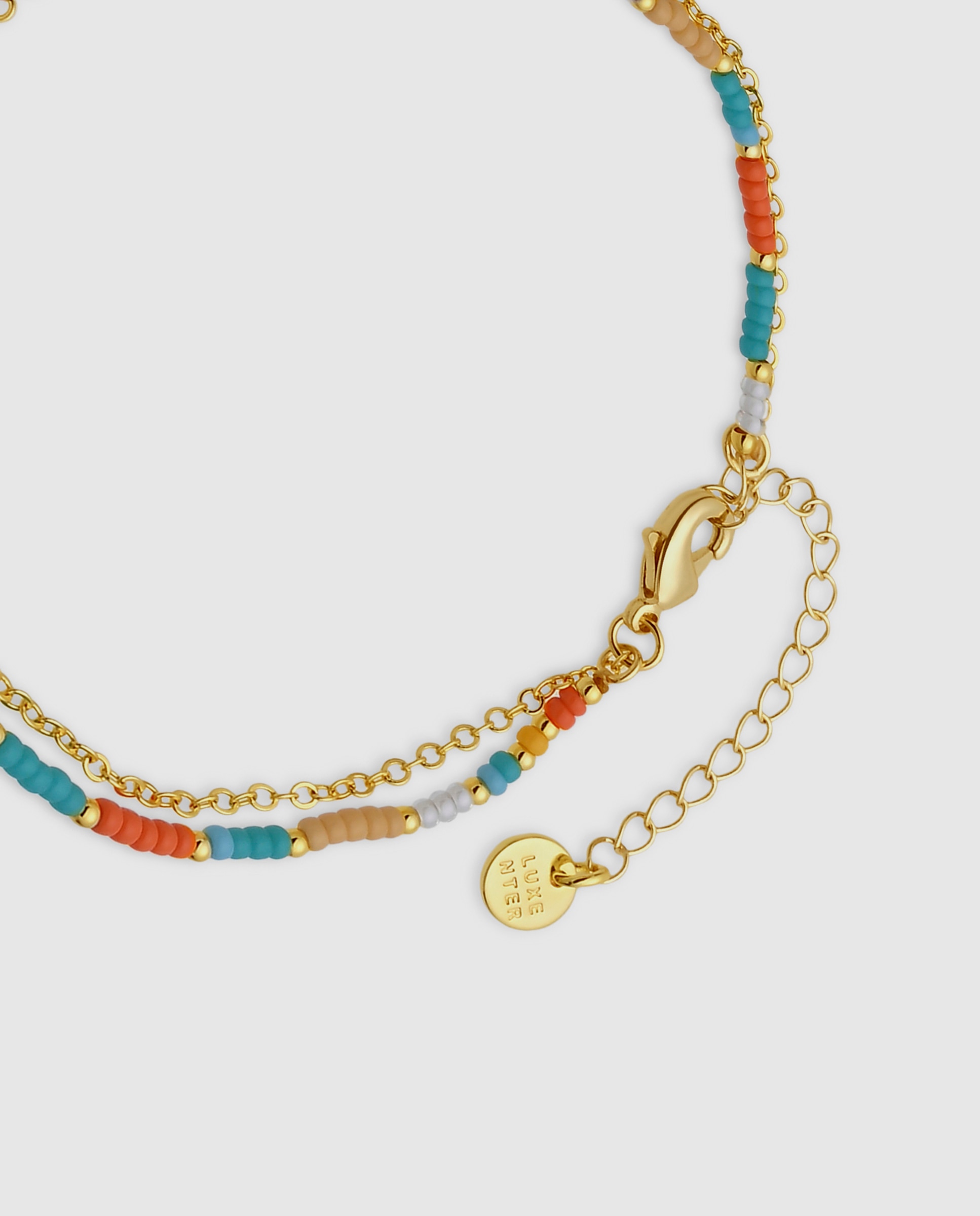 Pulseira de Corrente África Acabada em Ouro Amarelo com Cristal Multicolor-7