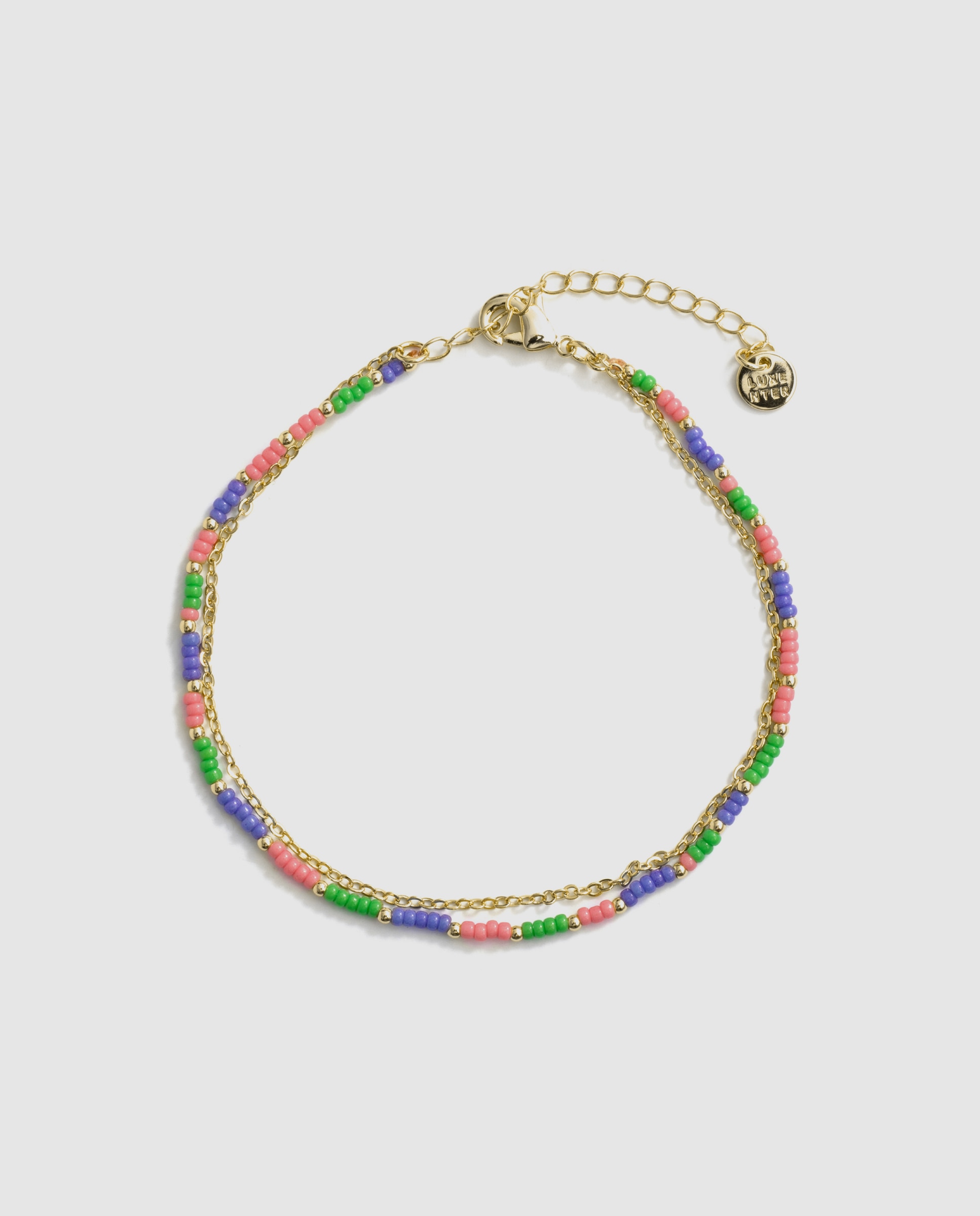Pulseira Tornozeleira Africa Acabada em Ouro Amarelo de 18k com Cristal Roxo-3