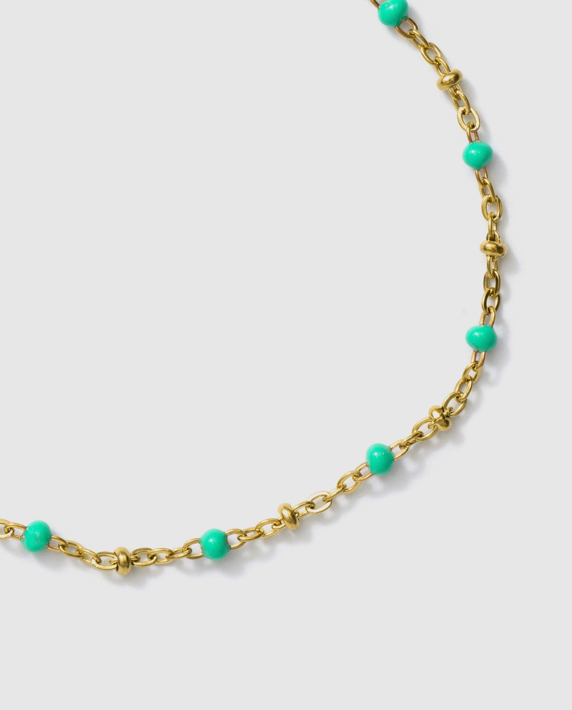 Pulseira de Corrente de Aço Africa Acabada em Ouro Amarelo de 18k com Lacado Verde-6