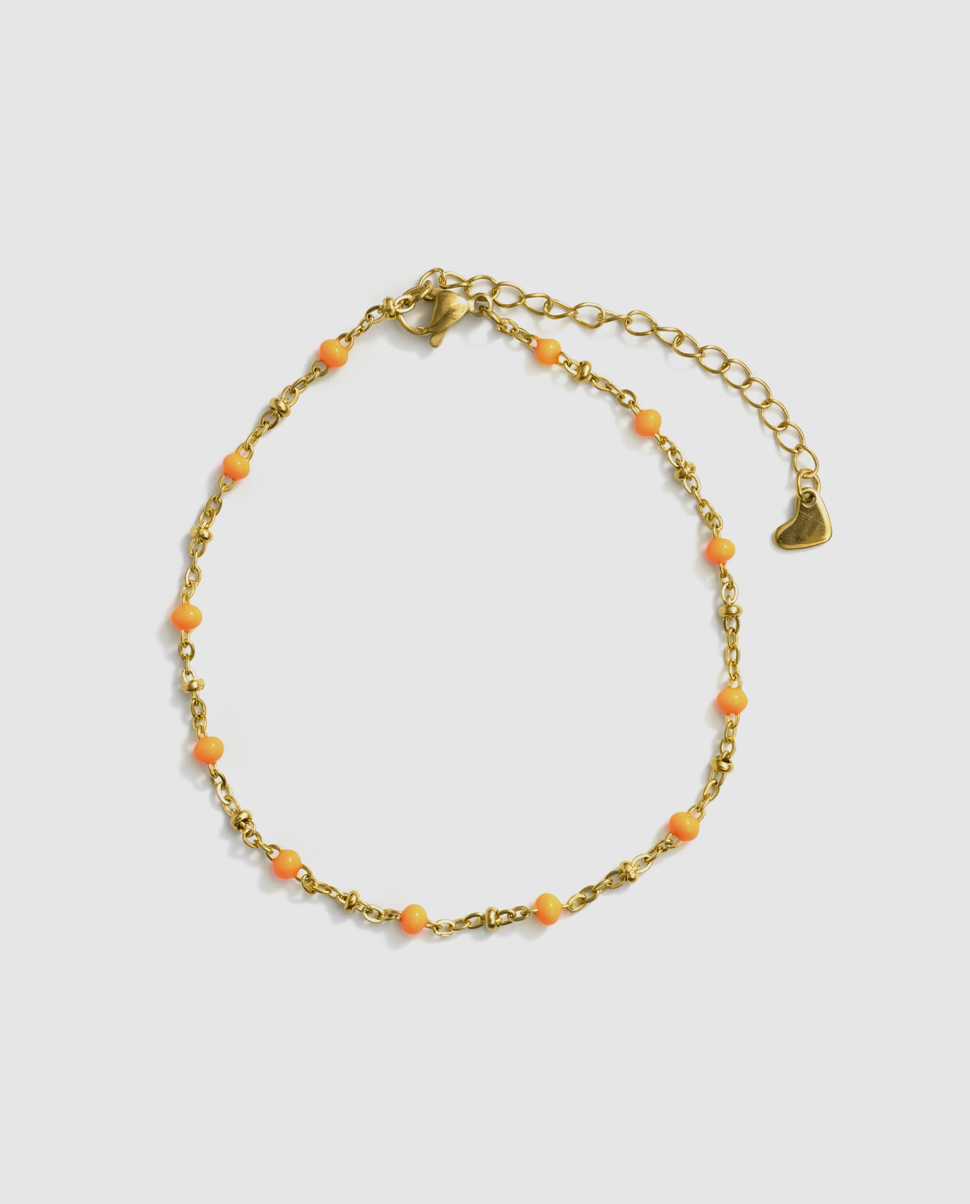 Pulseira de Corrente de Aço Africa Acabada em Ouro Amarelo de 18k com Lacado Laranja-3