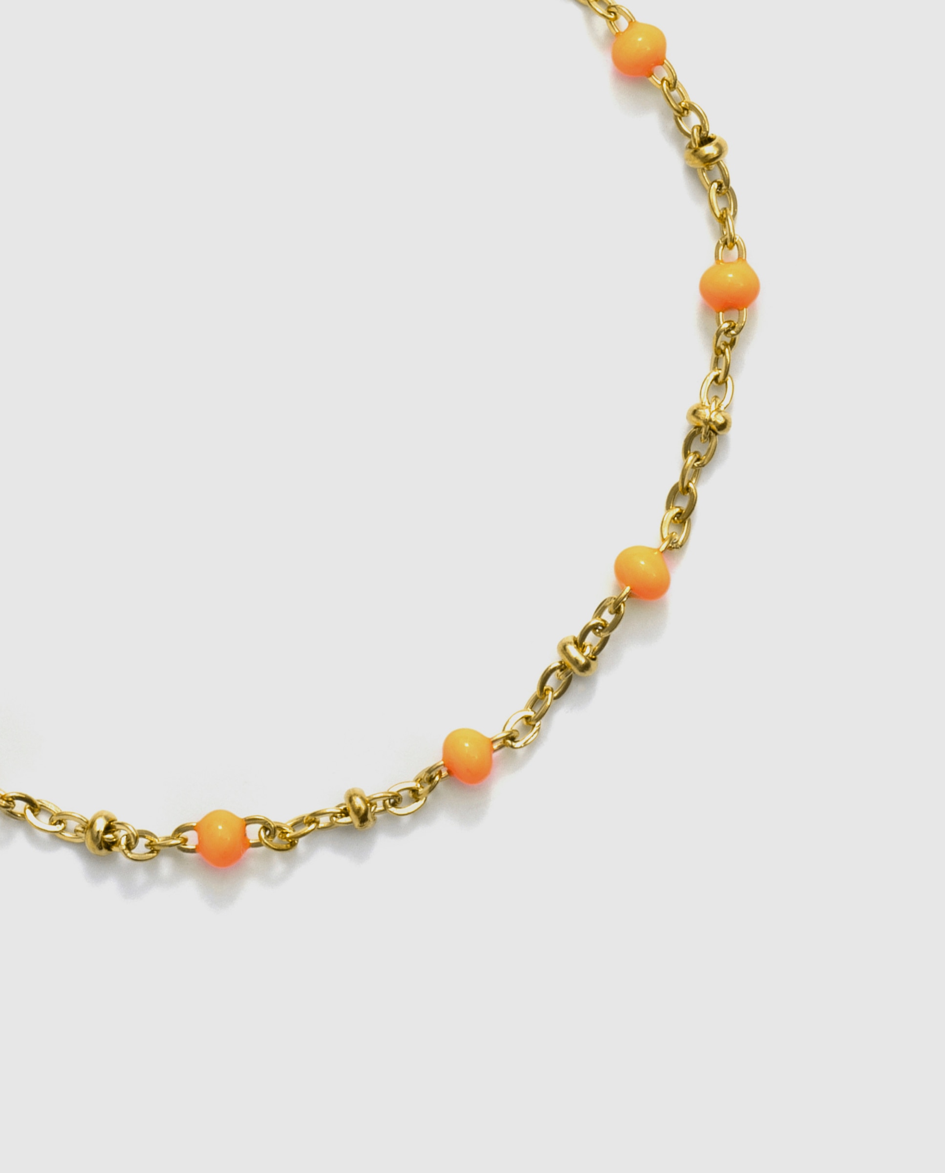 Pulseira de Corrente de Aço Africa Acabada em Ouro Amarelo de 18k com Lacado Laranja-6