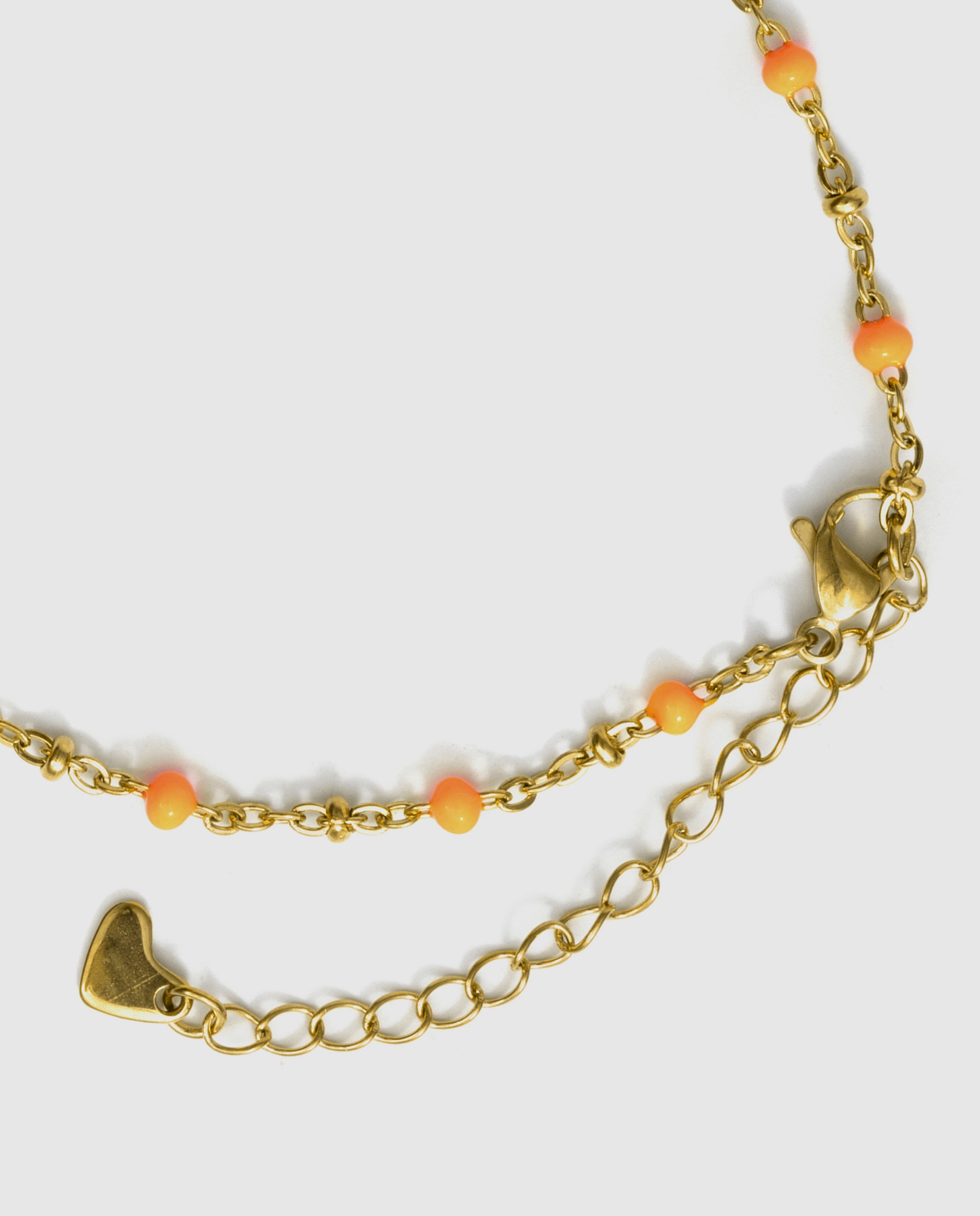Pulseira de Corrente de Aço Africa Acabada em Ouro Amarelo de 18k com Lacado Laranja-7