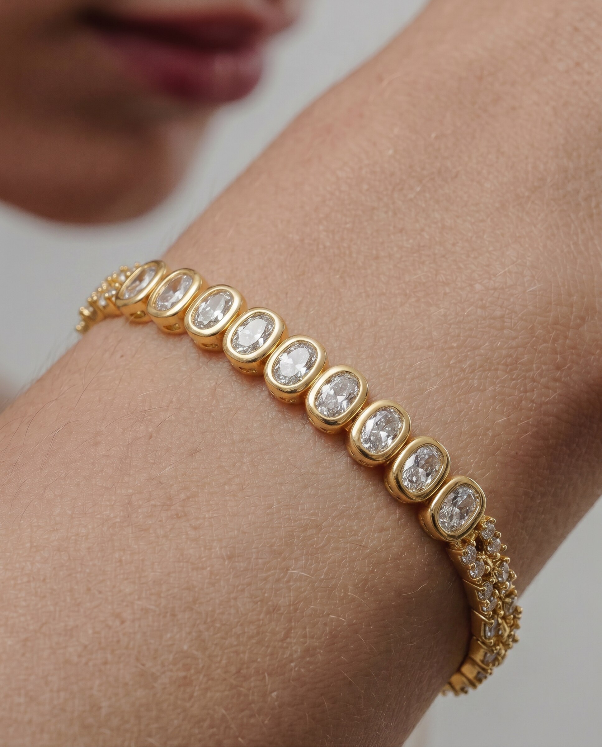 Pulseira de Corrente Special Edition Acabada em Ouro Amarelo de 18k com Zirconita Brilhante Dourado-4