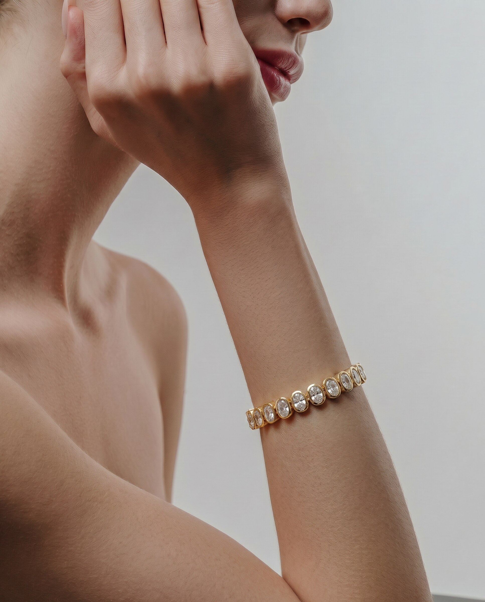 Pulseira de Corrente Special Edition Acabada em Ouro Amarelo de 18k com Zirconita Brilhante Dourado-5