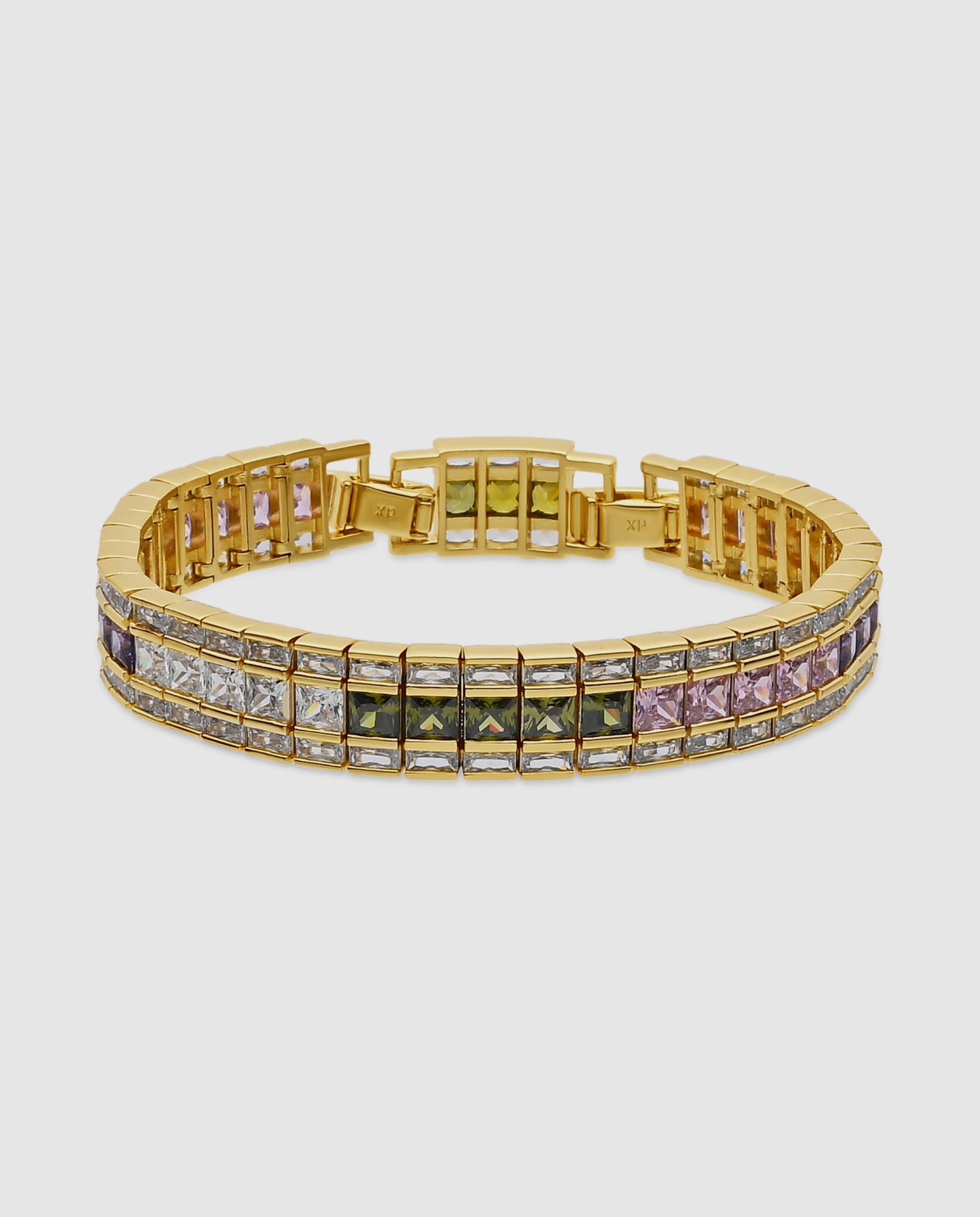 Pulseira de Corrente Special Edition Acabada em Ouro Amarelo de 18k com Zirconita Multicolor-1