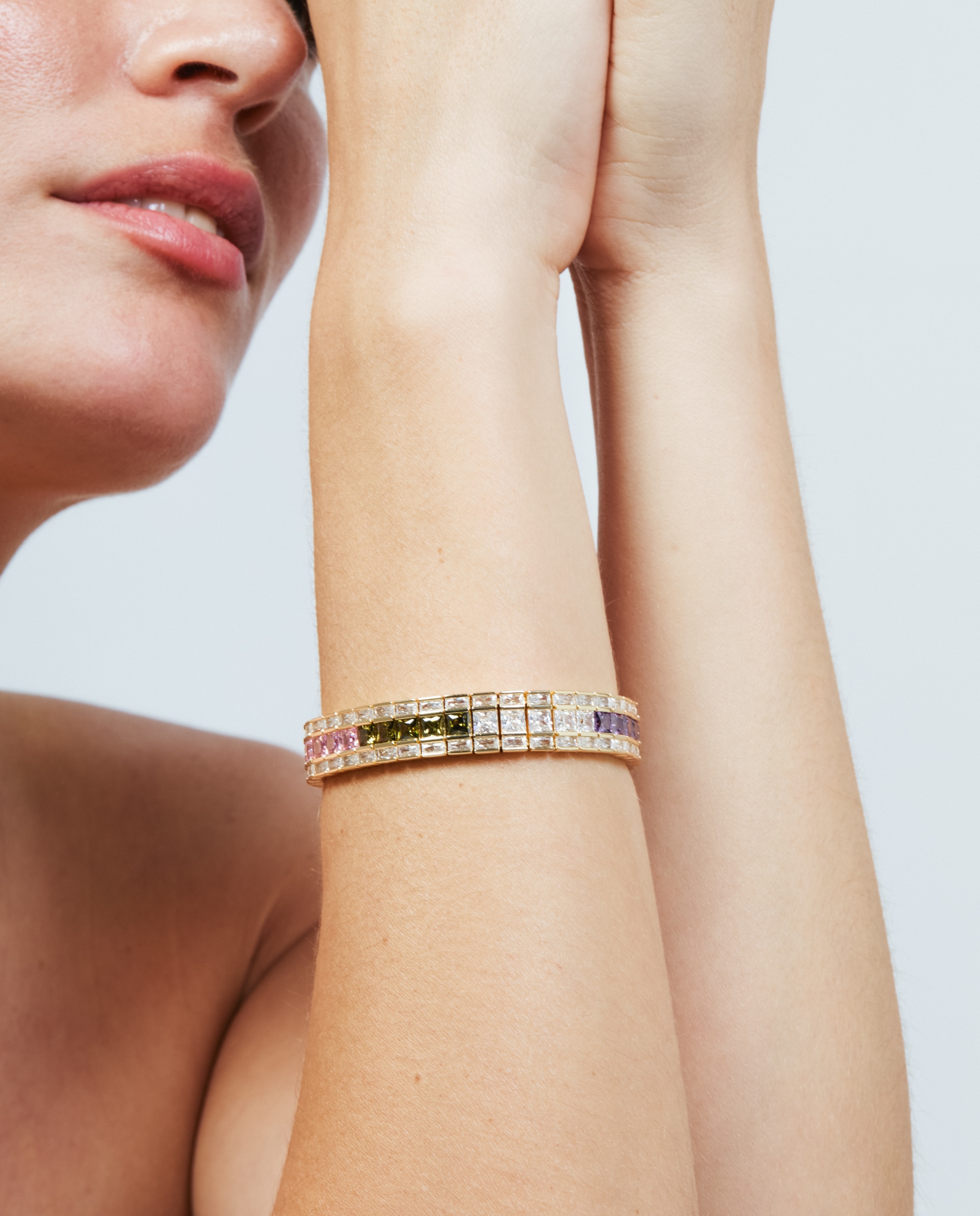 Pulseira de Corrente Special Edition Acabada em Ouro Amarelo de 18k com Zirconita Multicolor-4