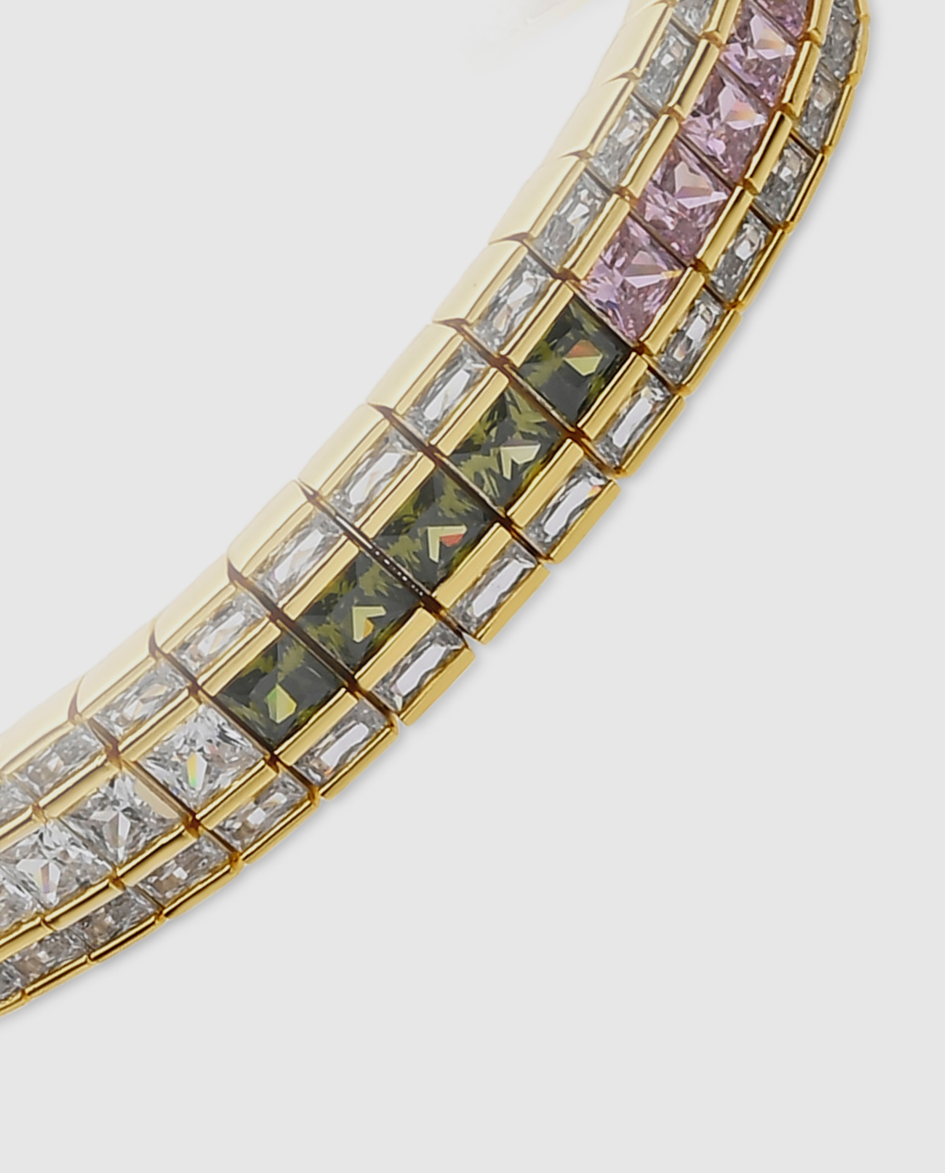Pulseira de Corrente Special Edition Acabada em Ouro Amarelo de 18k com Zirconita Multicolor-6