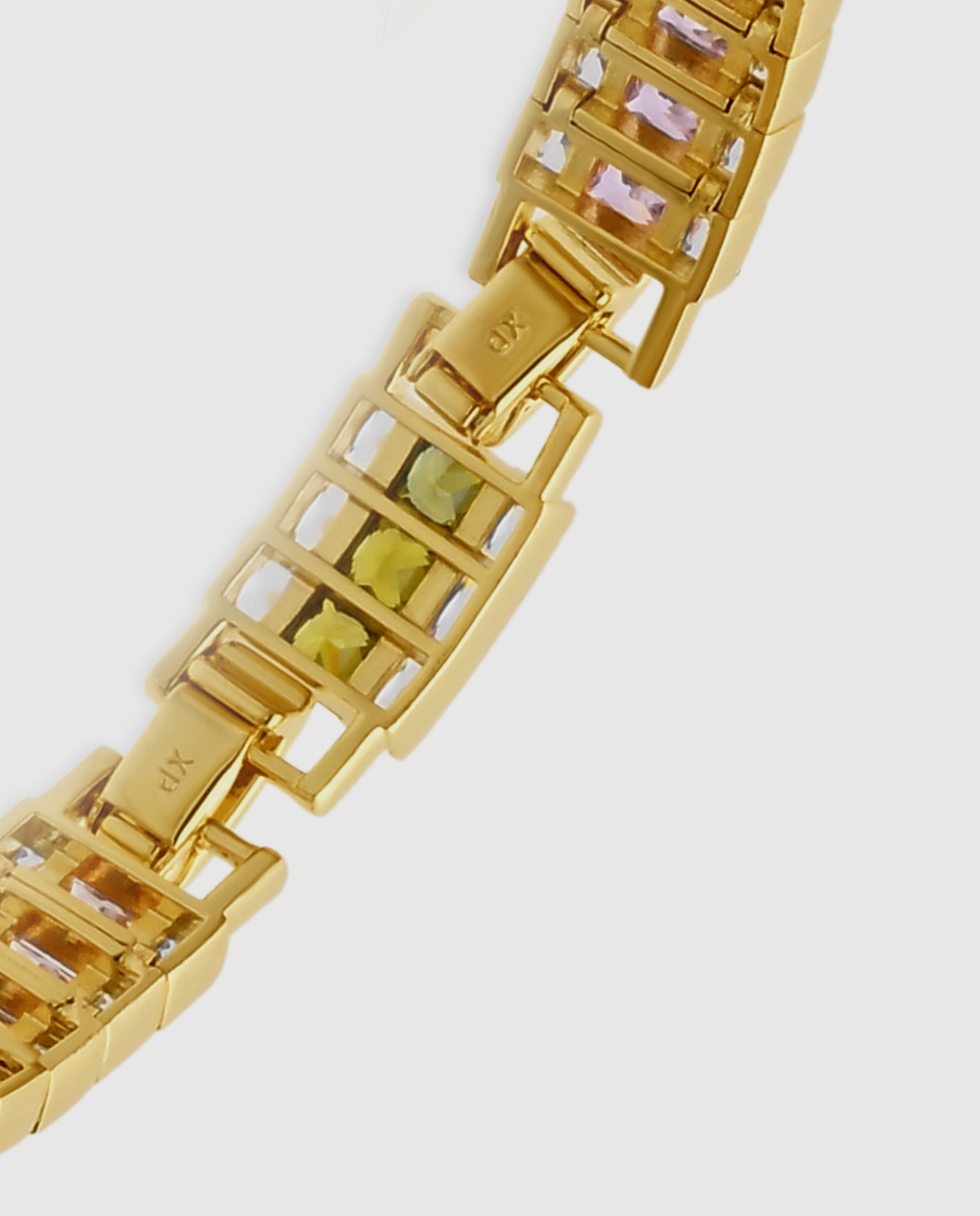 Pulseira de Corrente Special Edition Acabada em Ouro Amarelo de 18k com Zirconita Multicolor-7