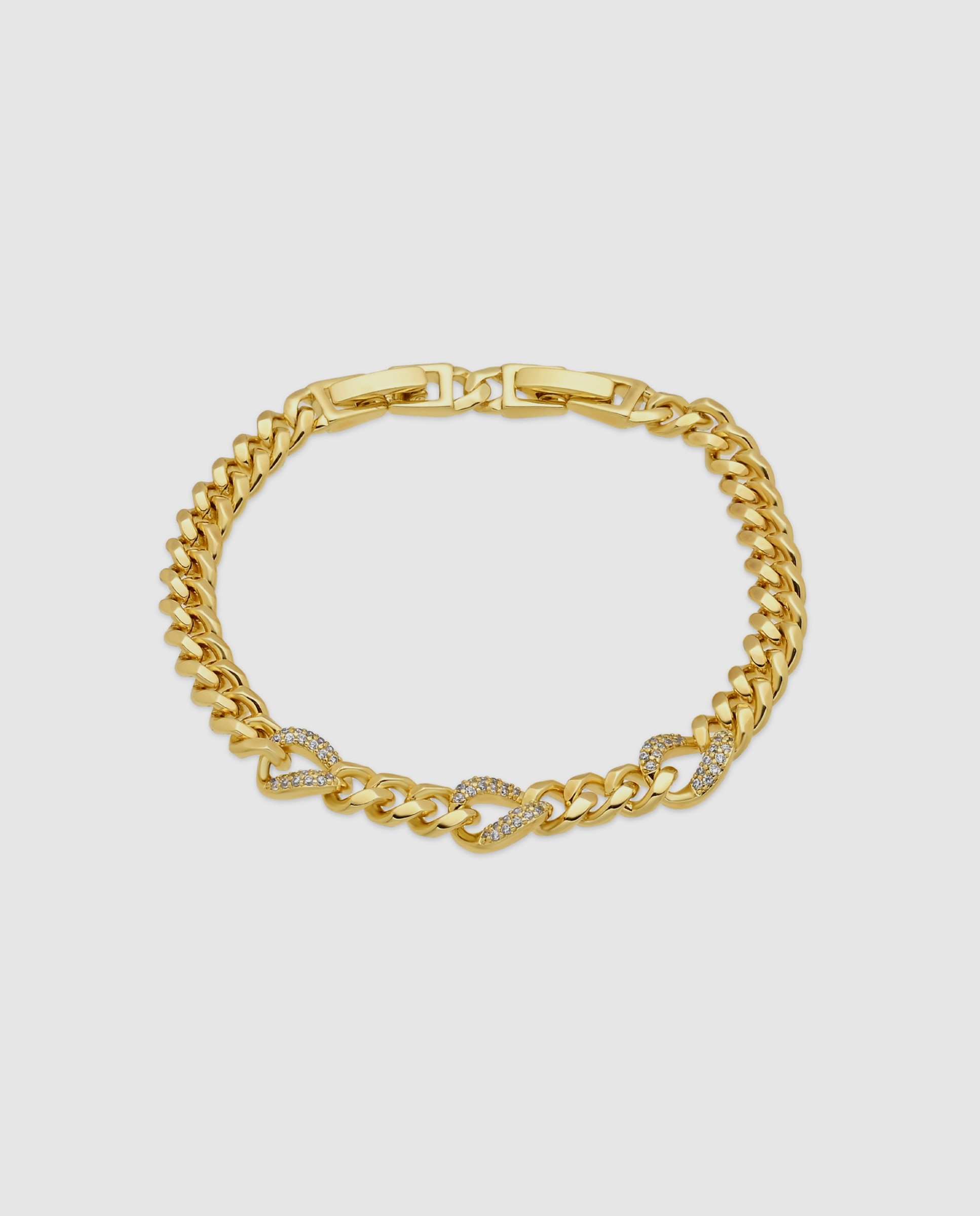Pulseira de Corrente Special Edition Acabada em Ouro Amarelo de 18k com Zirconita Brilhante Dourado-1