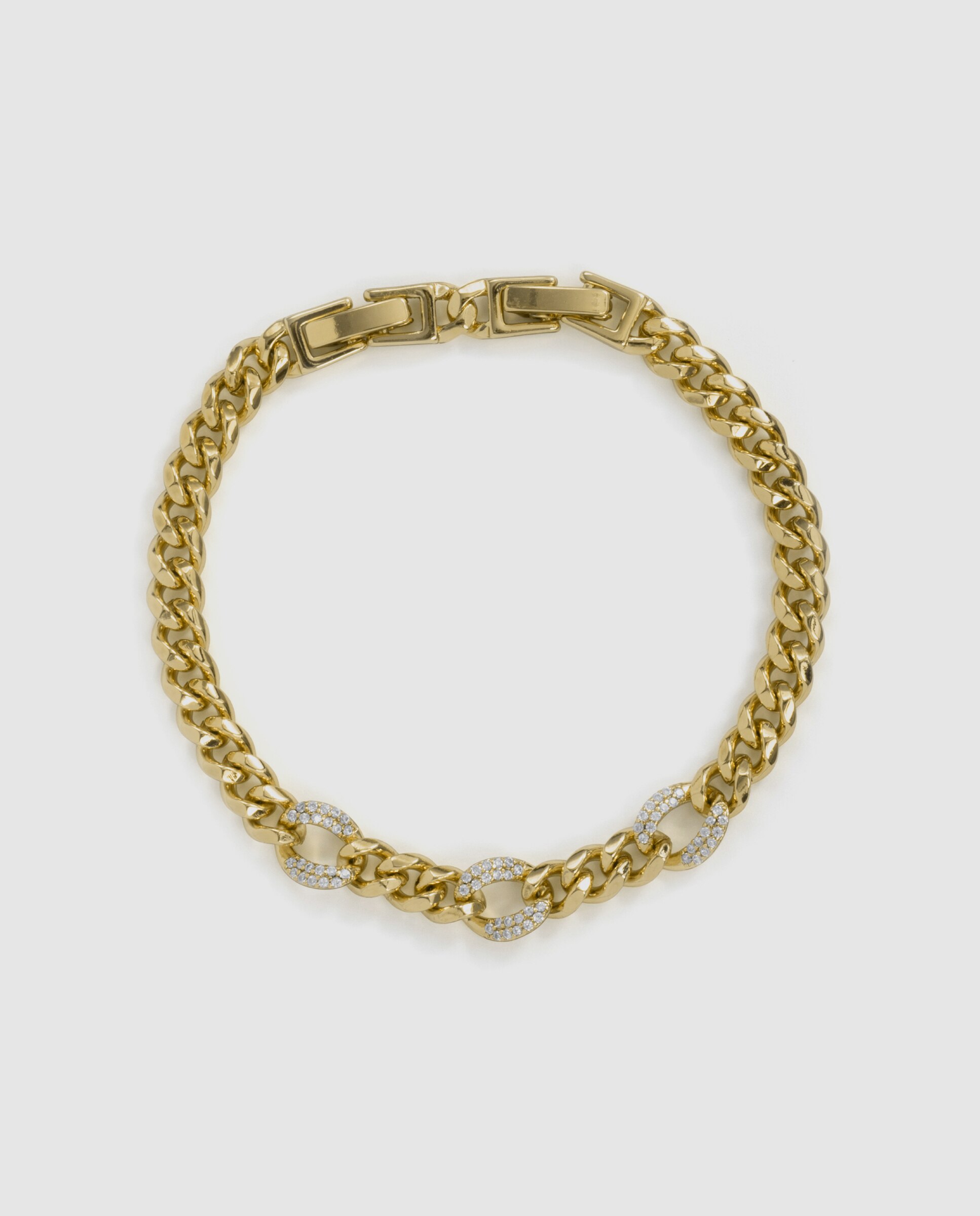 Pulseira de Corrente Special Edition Acabada em Ouro Amarelo de 18k com Zirconita Brilhante Dourado-3