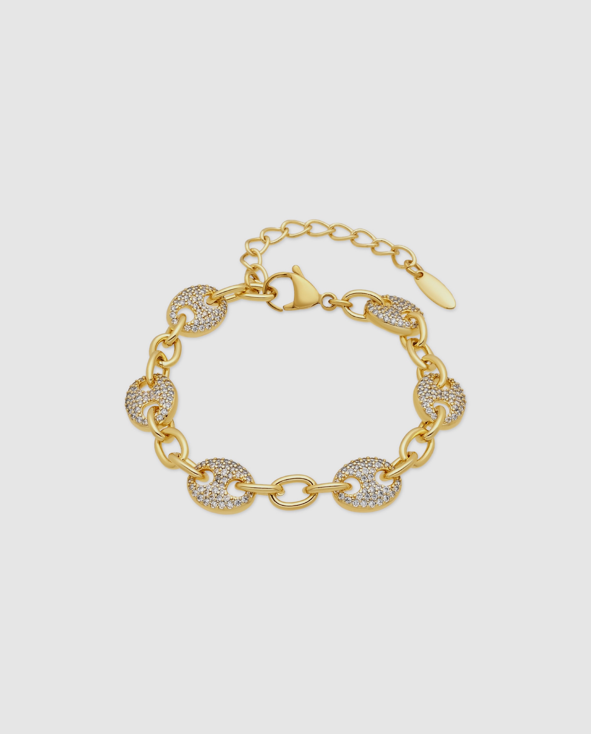 Pulseira de Corrente Special Edition Acabada em Ouro Amarelo de 18k com Zirconita Brilhante Dourado-1