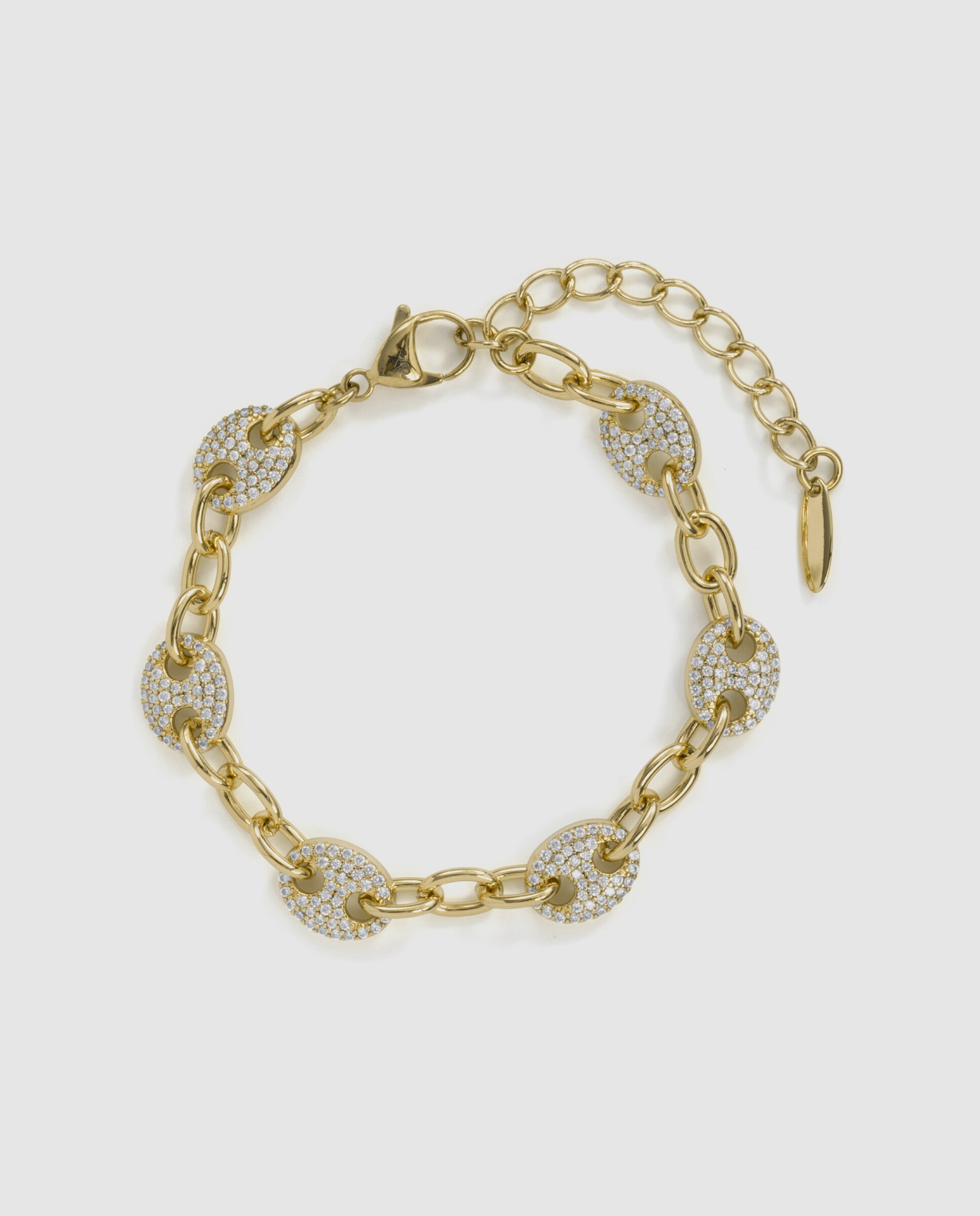 Pulseira de Corrente Special Edition Acabada em Ouro Amarelo de 18k com Zirconita Brilhante Dourado-3