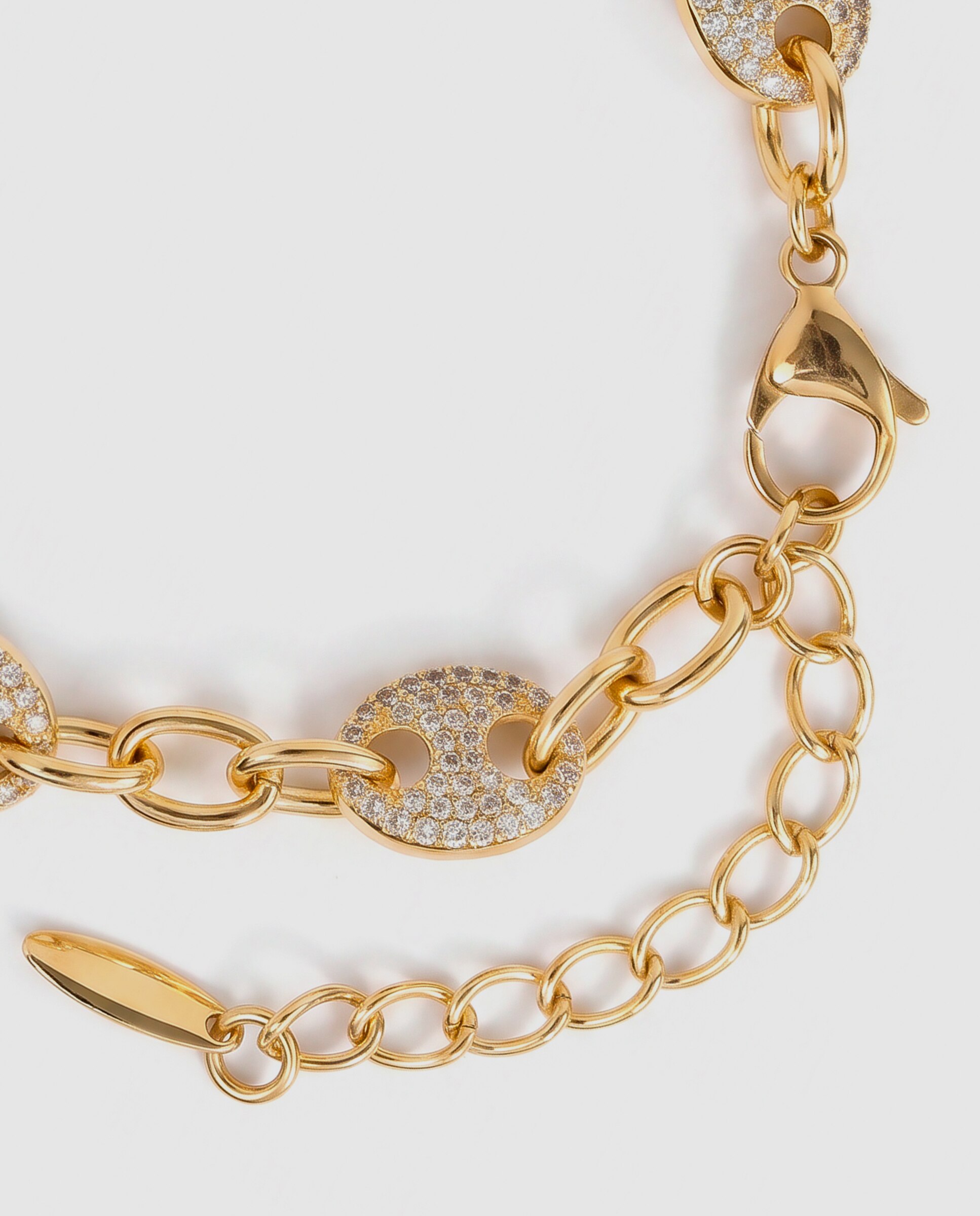 Pulseira de Corrente Special Edition Acabada em Ouro Amarelo de 18k com Zirconita Brilhante Dourado-7