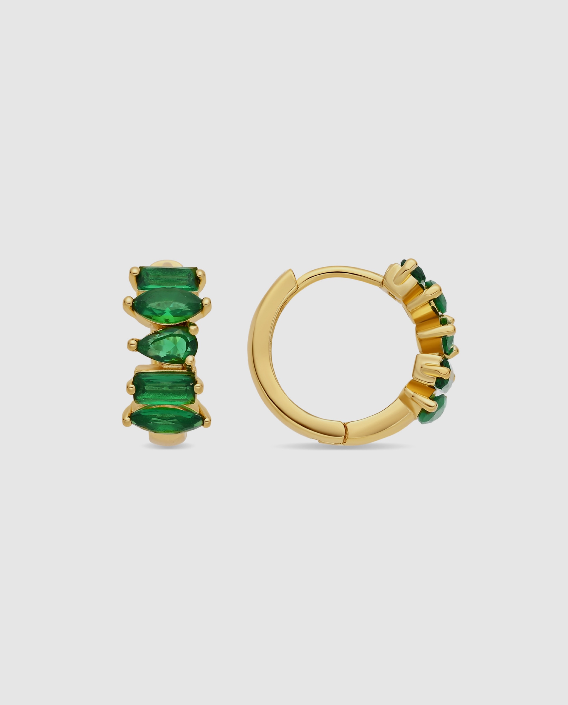 Imagem 0 de Brincos de Argola Special Edition com Acabamento em Ouro Amarelo de 18k e Zirconita Esmeralda