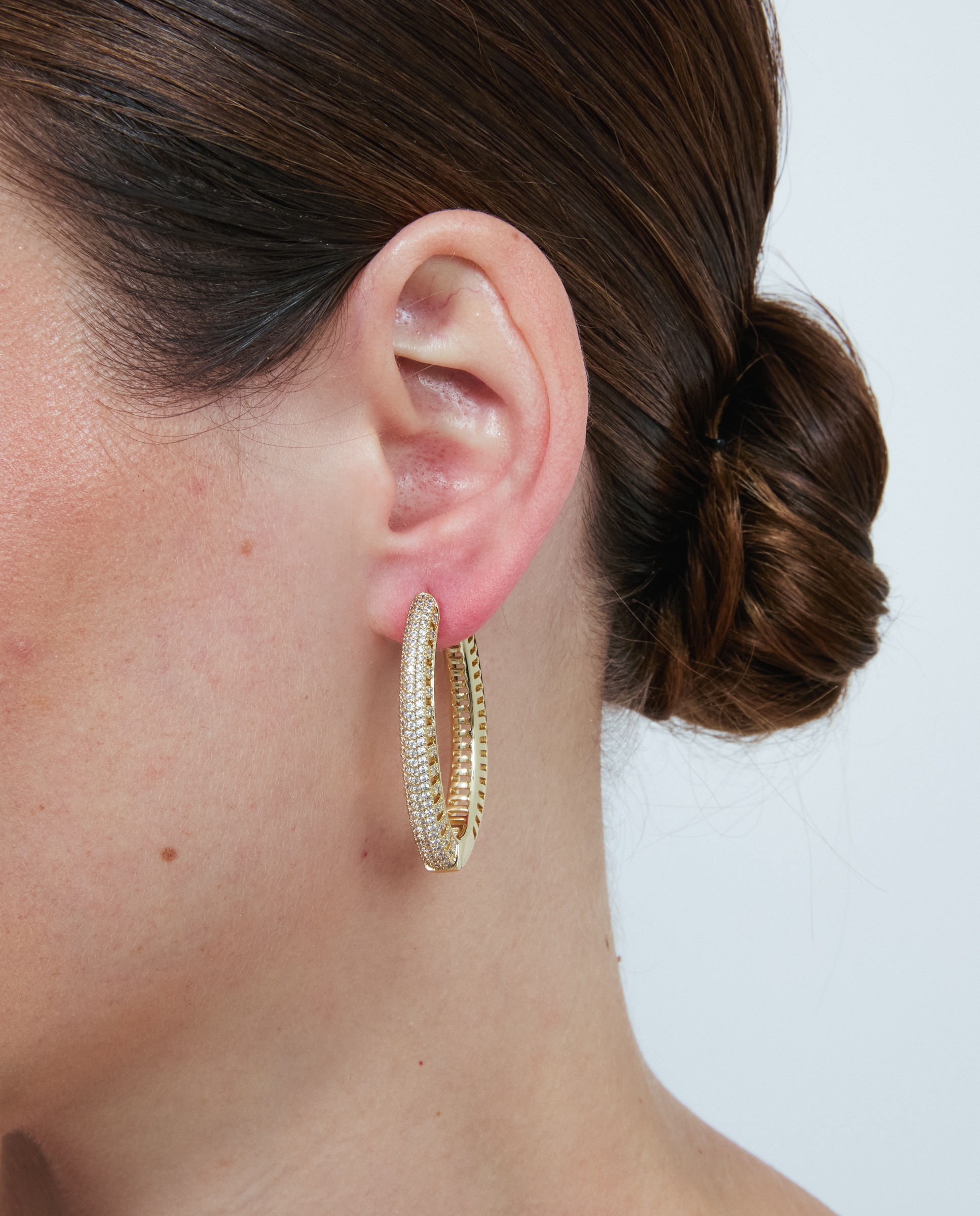 Brincos de Aro Special Edition com Acabamentos em Ouro Amarelo de 18k e Zirconita Brilhante Dourado-4