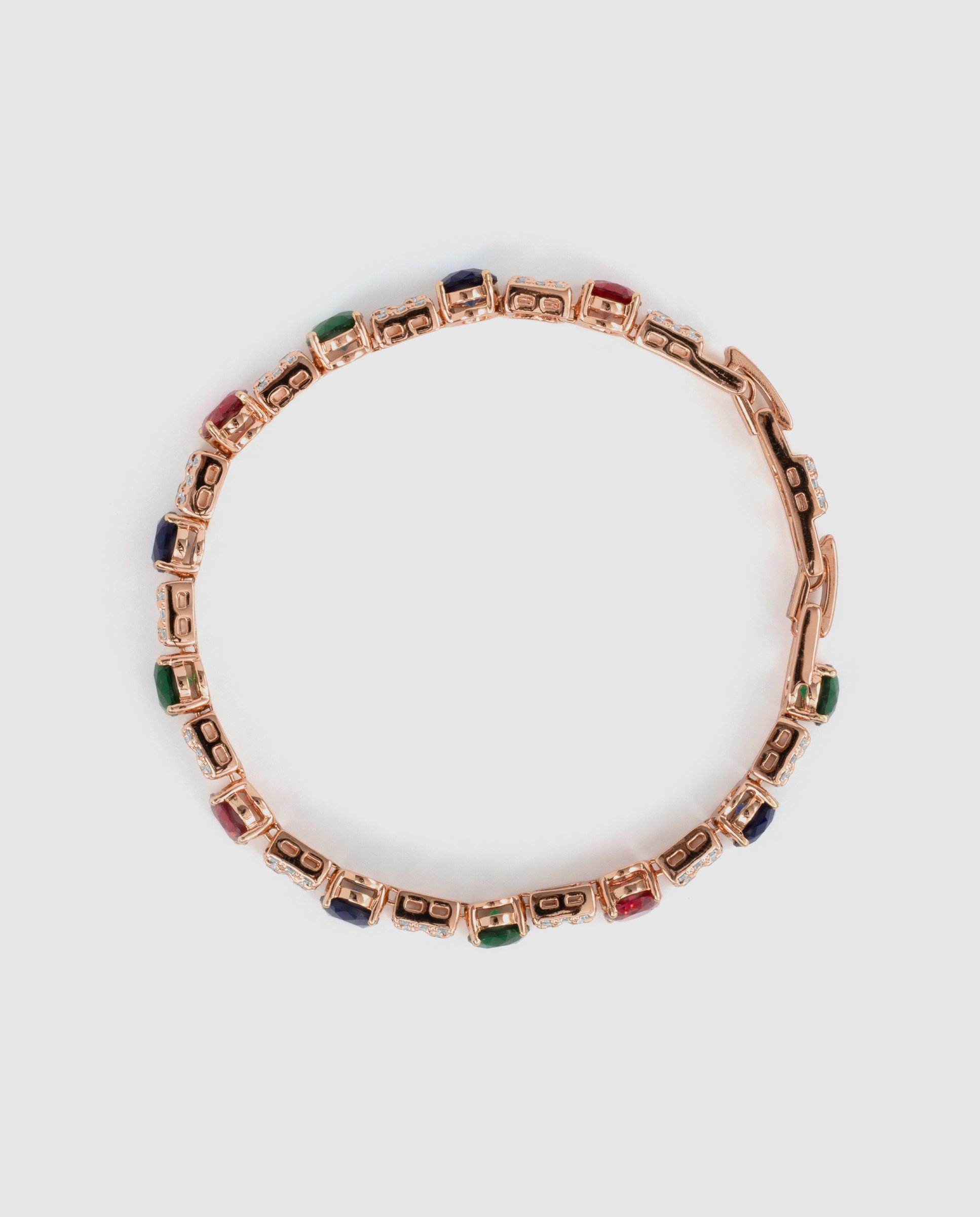Pulseira de Corrente Special Edition Acabada em Ouro Rosa de 18k com Zirconita Multicolor-3