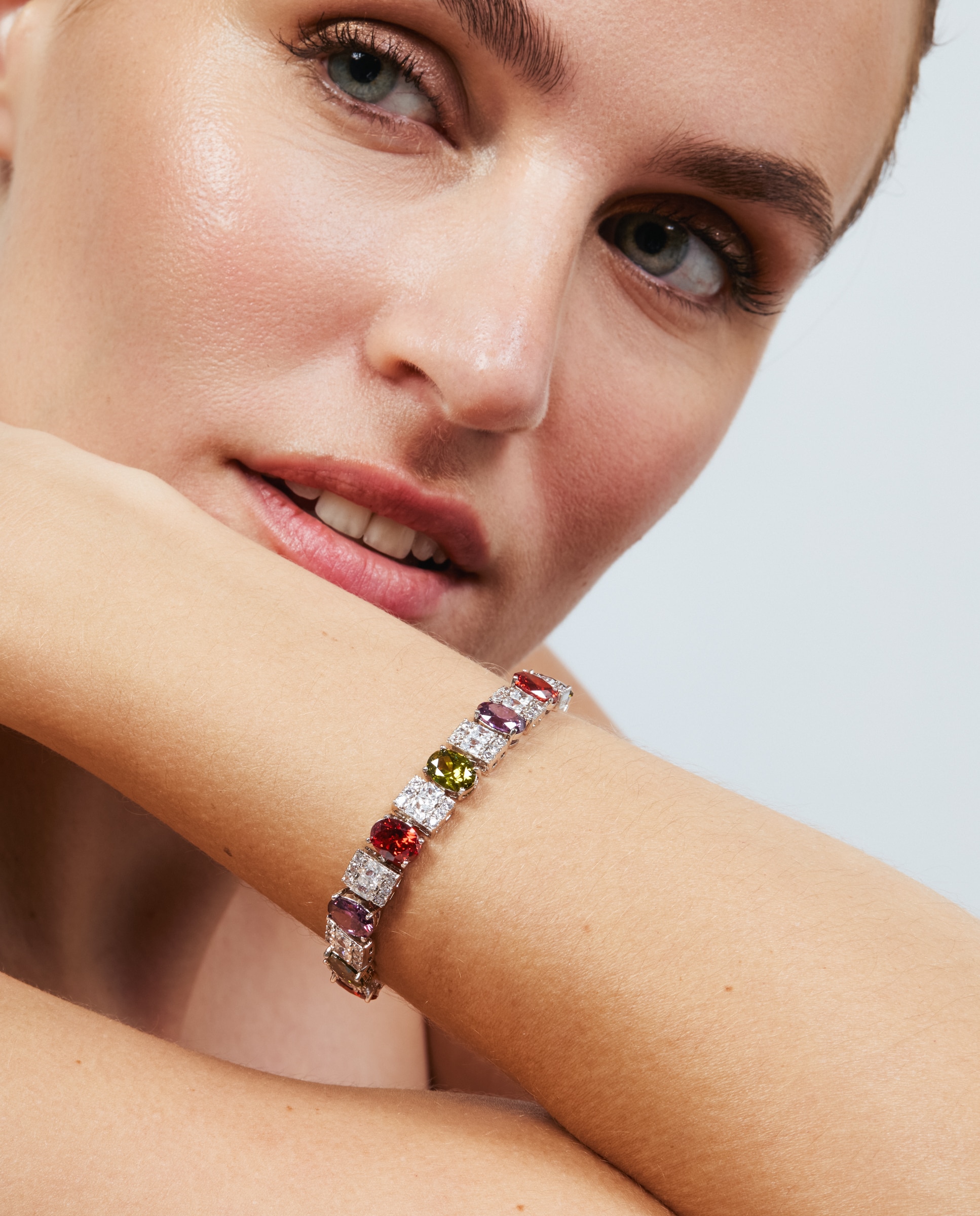 Pulseira de Corrente Special Edition Acabada em Ouro Rosa de 18k com Zirconita Multicolor-4