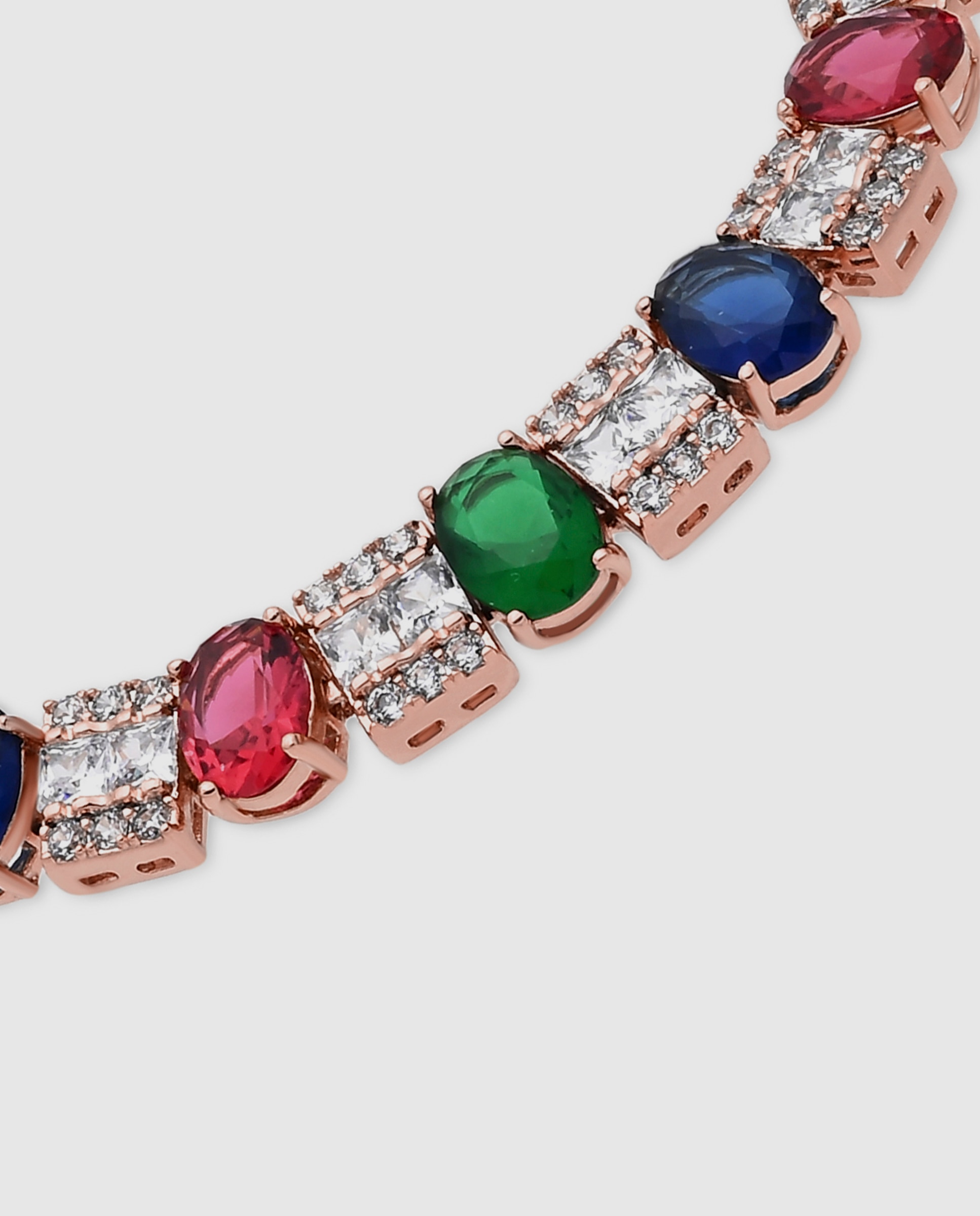 Pulseira de Corrente Special Edition Acabada em Ouro Rosa de 18k com Zirconita Multicolor-6