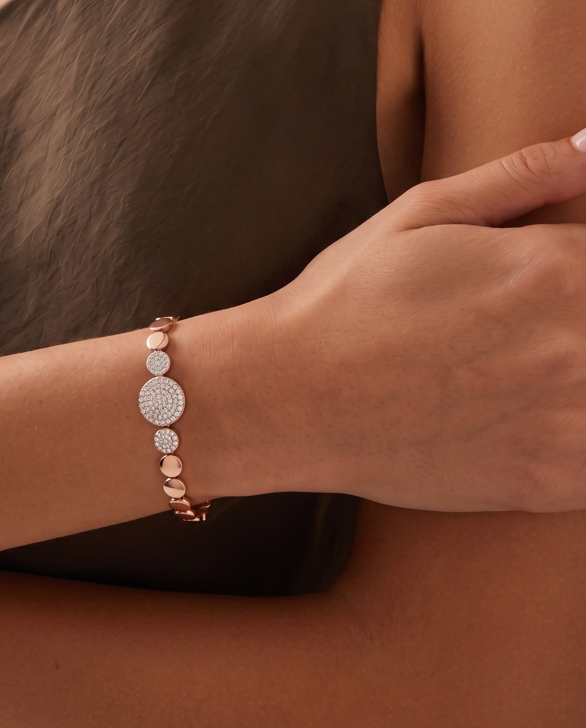 Pulseira de Corrente Special Edition Acabada em Ouro Amarelo de 18k com Zirconita Brilhante Rosa-5