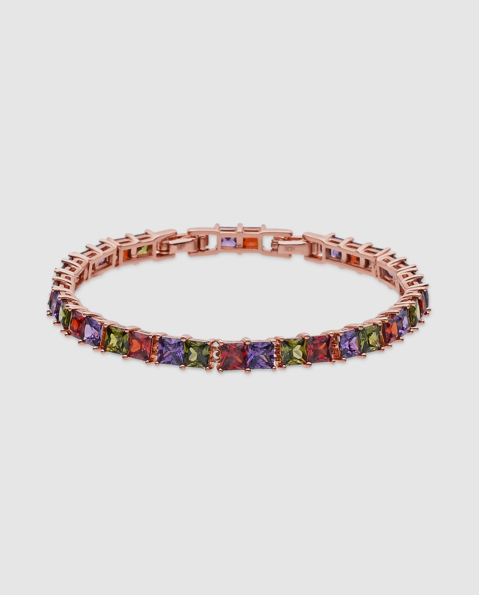 Pulseira de Corrente Special Edition Acabada em Ouro Rosa de 18k com Zirconita Multicolor-1