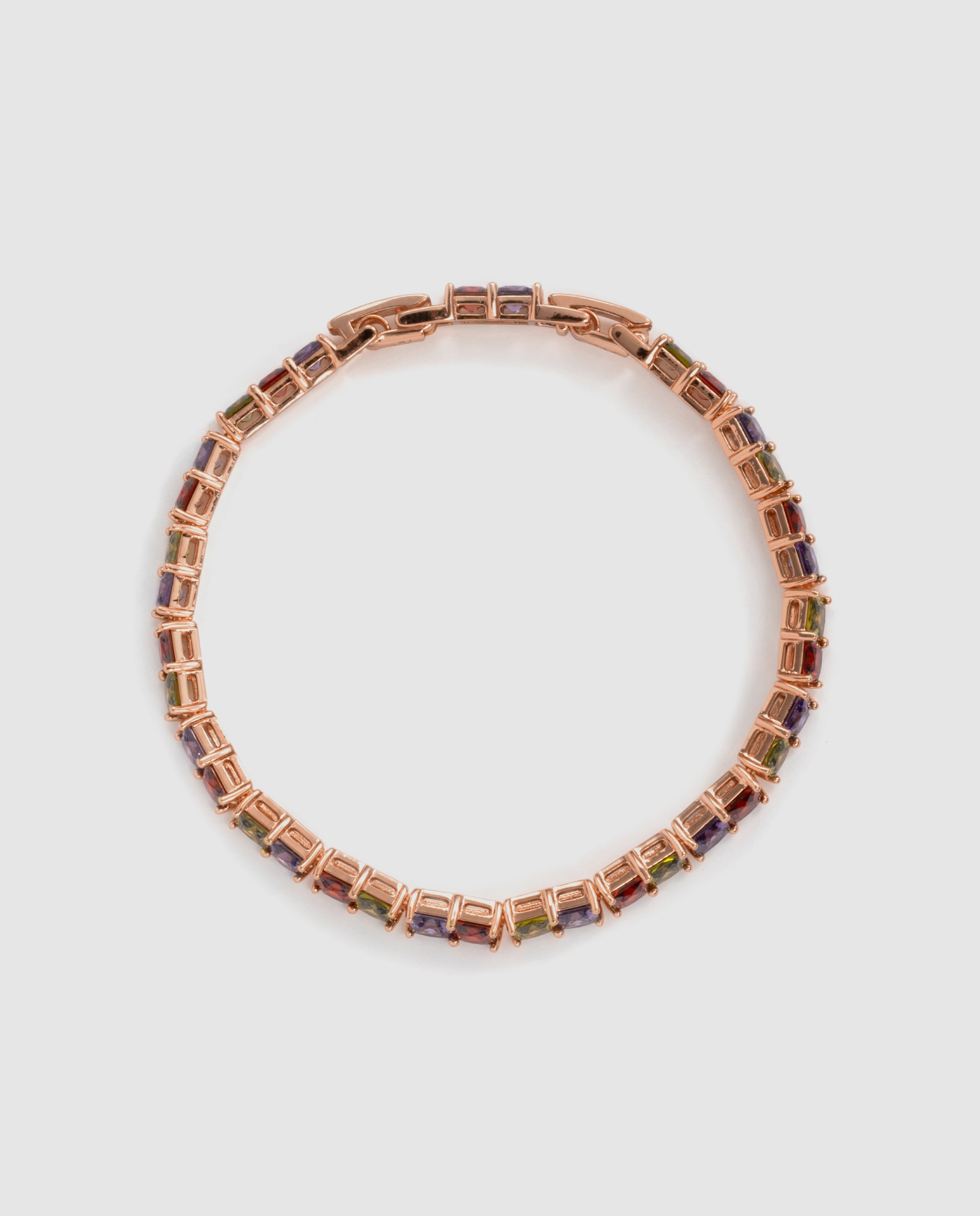 Pulseira de Corrente Special Edition Acabada em Ouro Rosa de 18k com Zirconita Multicolor-3