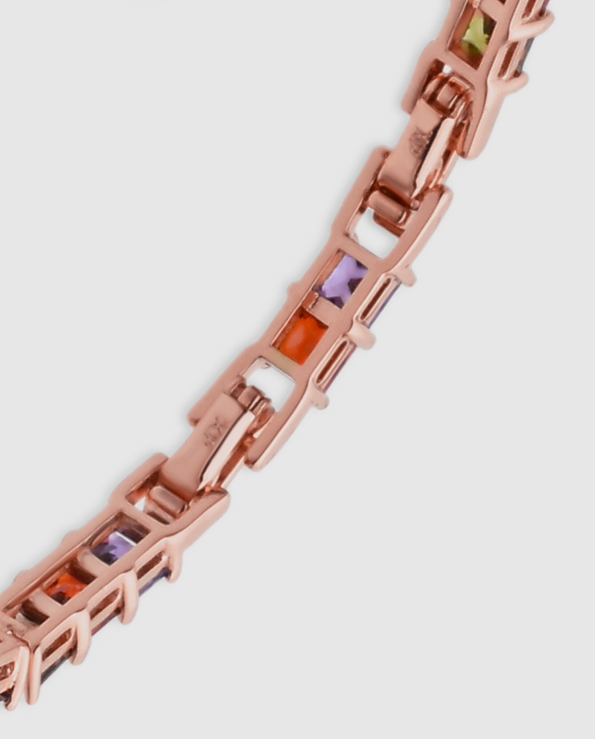 Pulseira de Corrente Special Edition Acabada em Ouro Rosa de 18k com Zirconita Multicolor-7