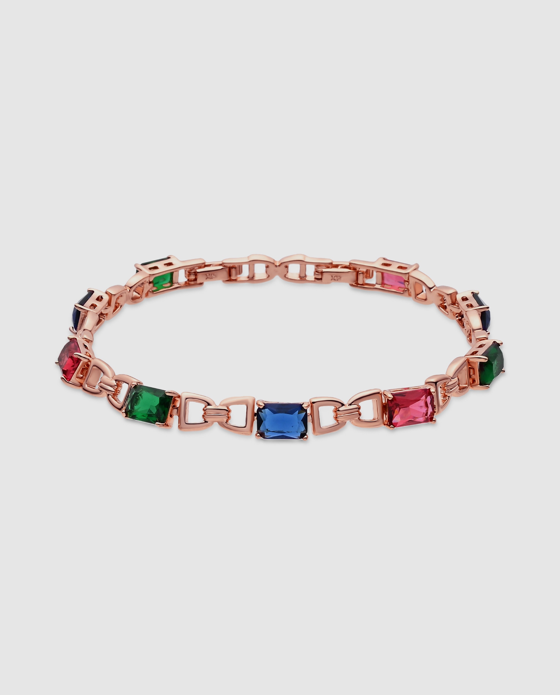 Pulseira de Corrente Special Edition Acabada em Ouro Rosa de 18k com Zirconita Multicolor-1