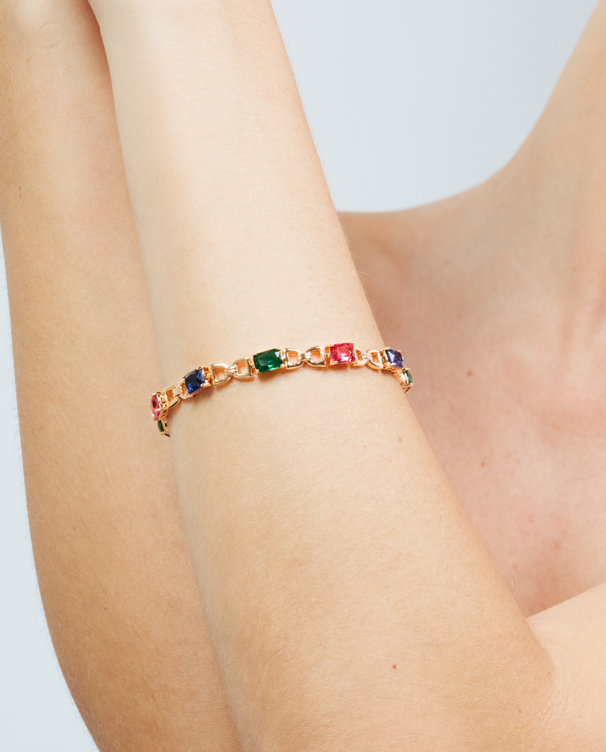 Pulseira de Corrente Special Edition Acabada em Ouro Rosa de 18k com Zirconita Multicolor-4