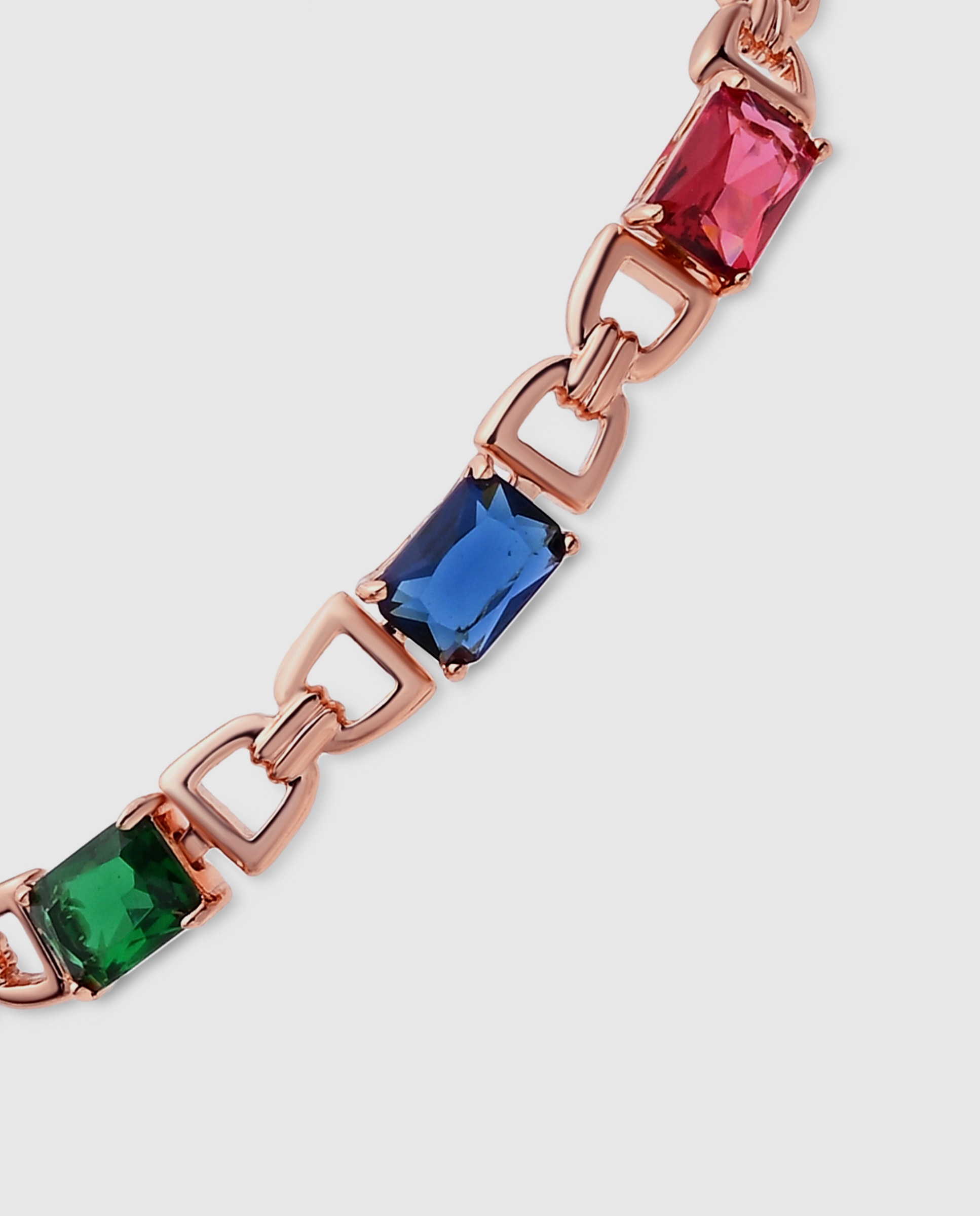 Pulseira de Corrente Special Edition Acabada em Ouro Rosa de 18k com Zirconita Multicolor-6